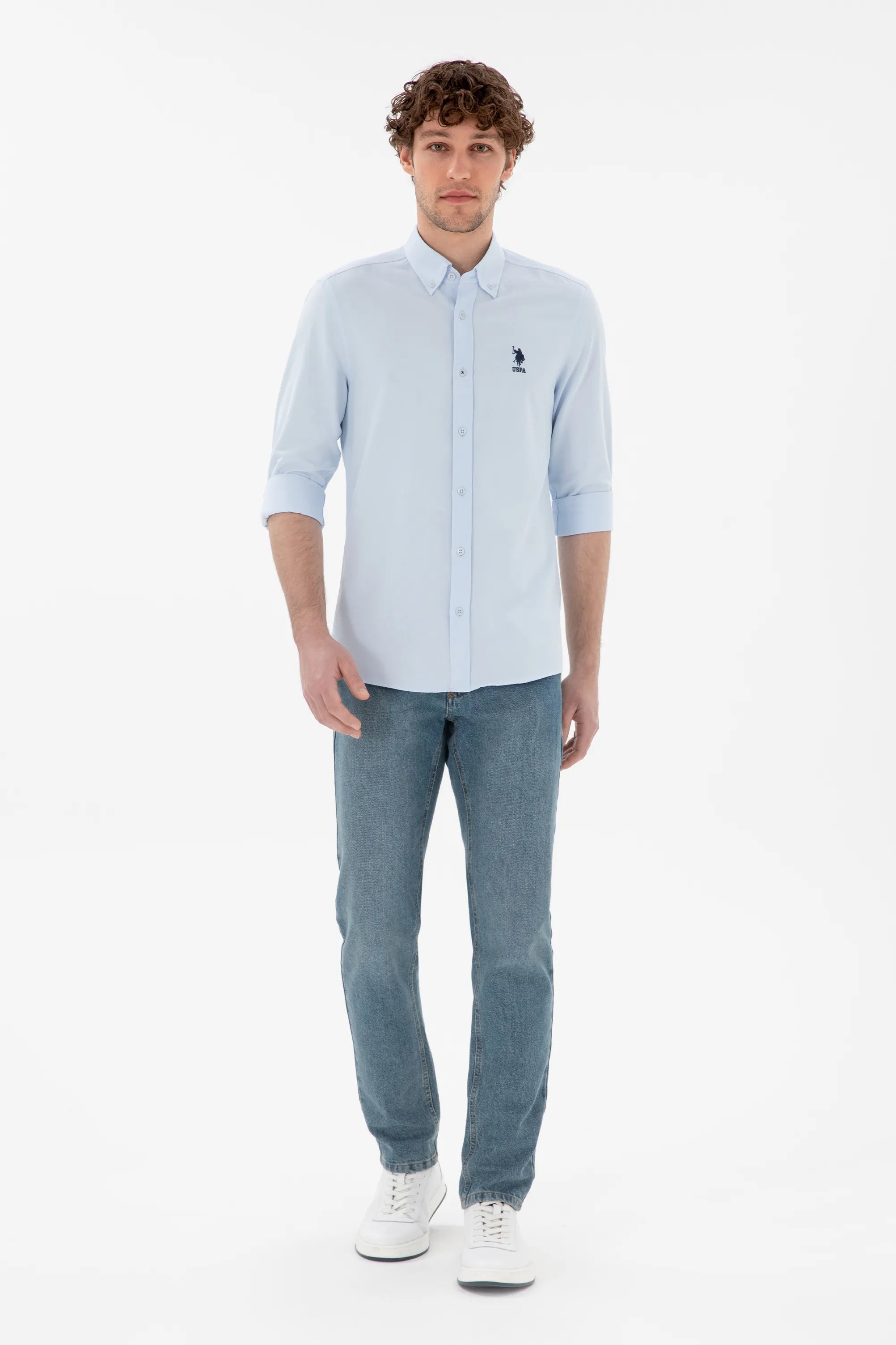 U.S. Polo Assn. Blue Men Light Blue Shirt Long Sleeve SKU: G081GL0040 2083841_VR003 Image 04