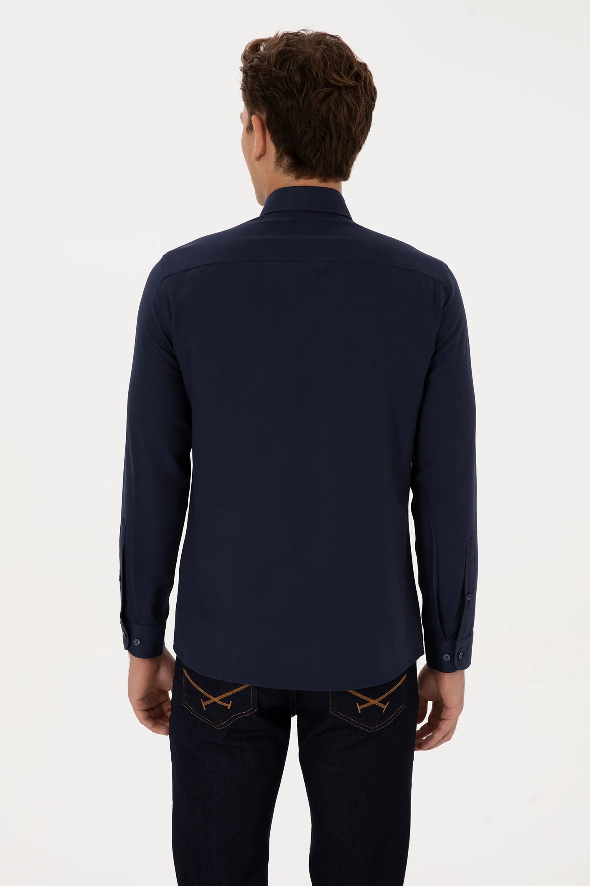 U.S. Polo Assn. Navy Blue Men Navy Blue Shirt Long Sleeve SKU: G081GL0040 2083841_VR033 Image 05