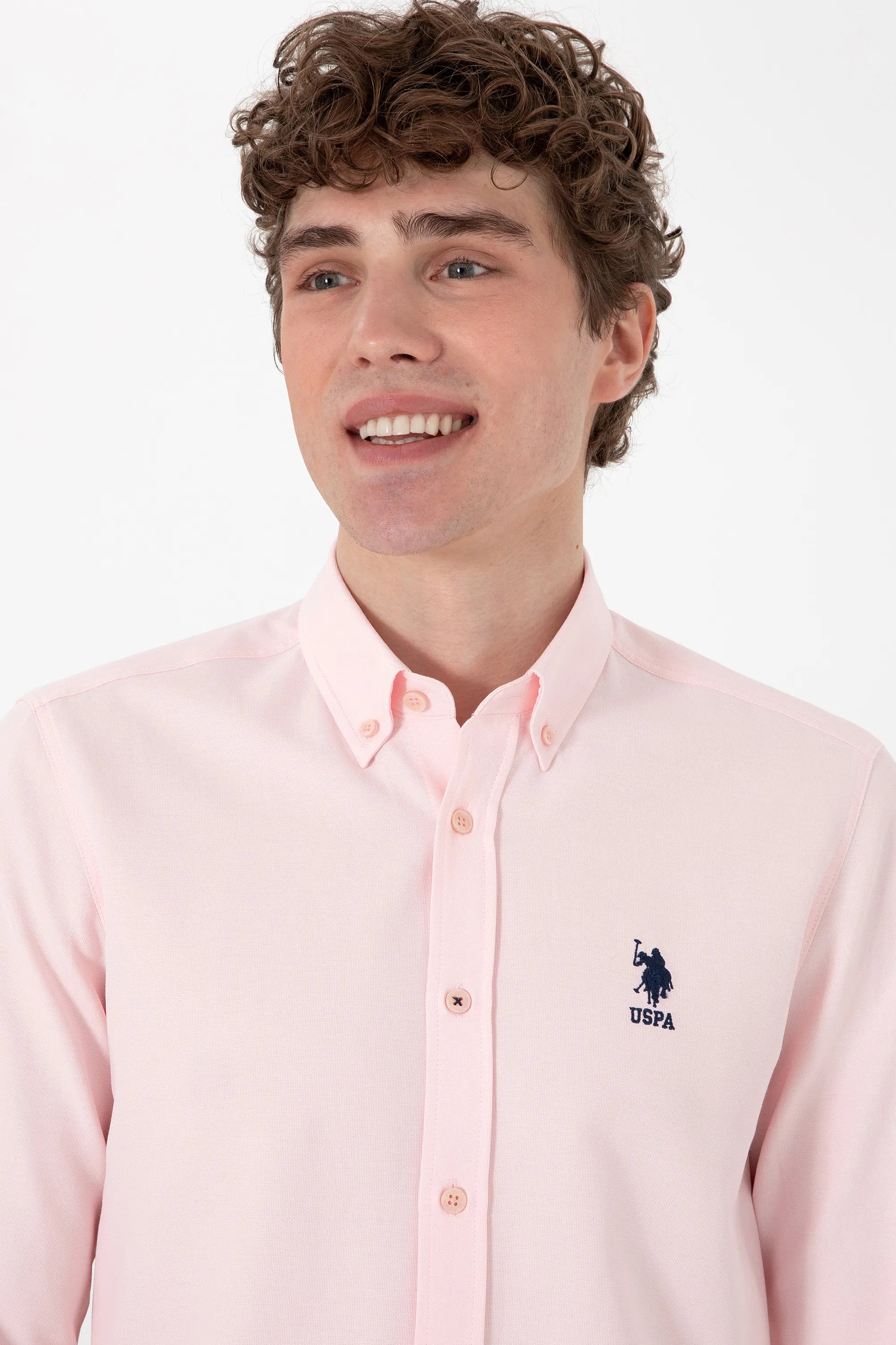 U.S. Polo Assn. Pink Men Pink Shirt Long Sleeve SKU: G081GL0040 2083841_VR078 Image 02