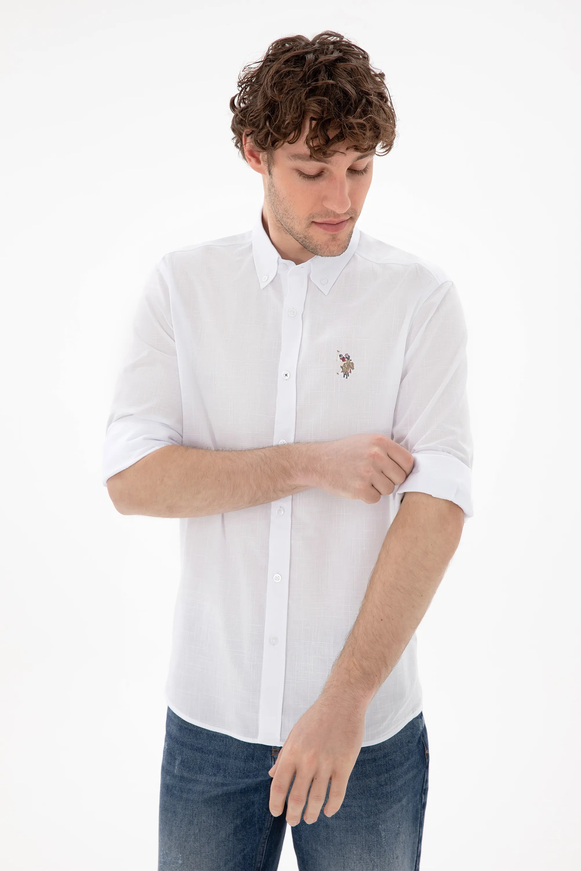 U.S. Polo Assn. White Men White Shirt Long Sleeve SKU: G081GL0040 2084002_VR013 Image 03