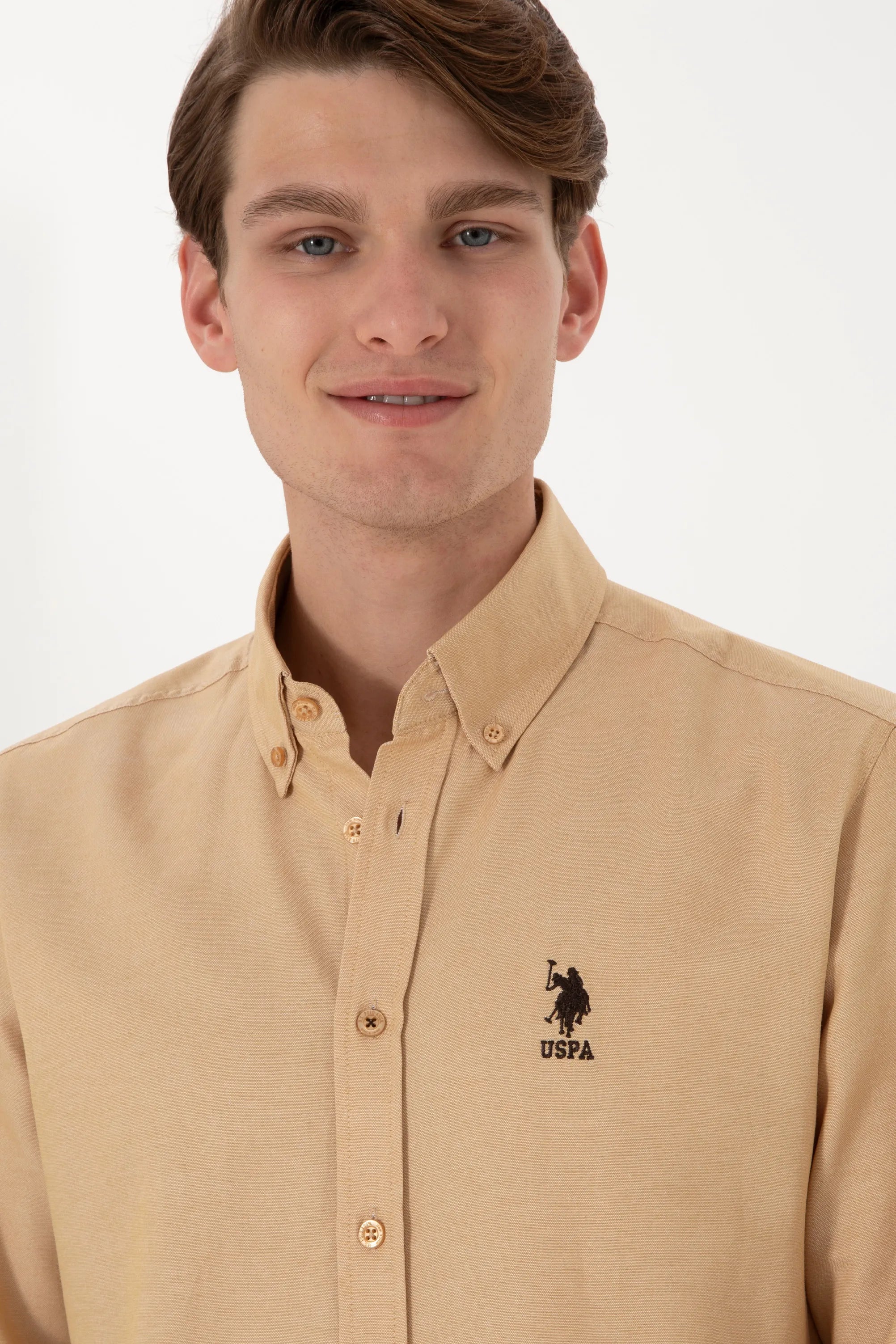 U.S. Polo Assn. Camel Men Camel Long Sleeve Shirt SKU: G081GL0040 2084126_VR015 Image 02