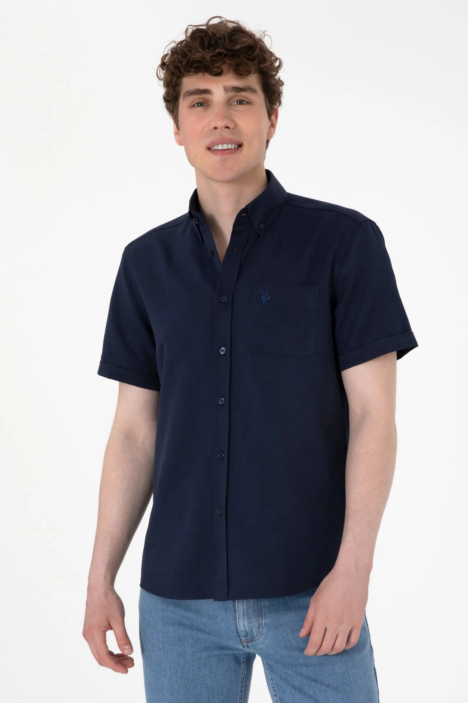 U.S. Polo Assn. Blue Men Navy Blue Shirt SKU: G081GL0040 2084143_VR033 Image 01