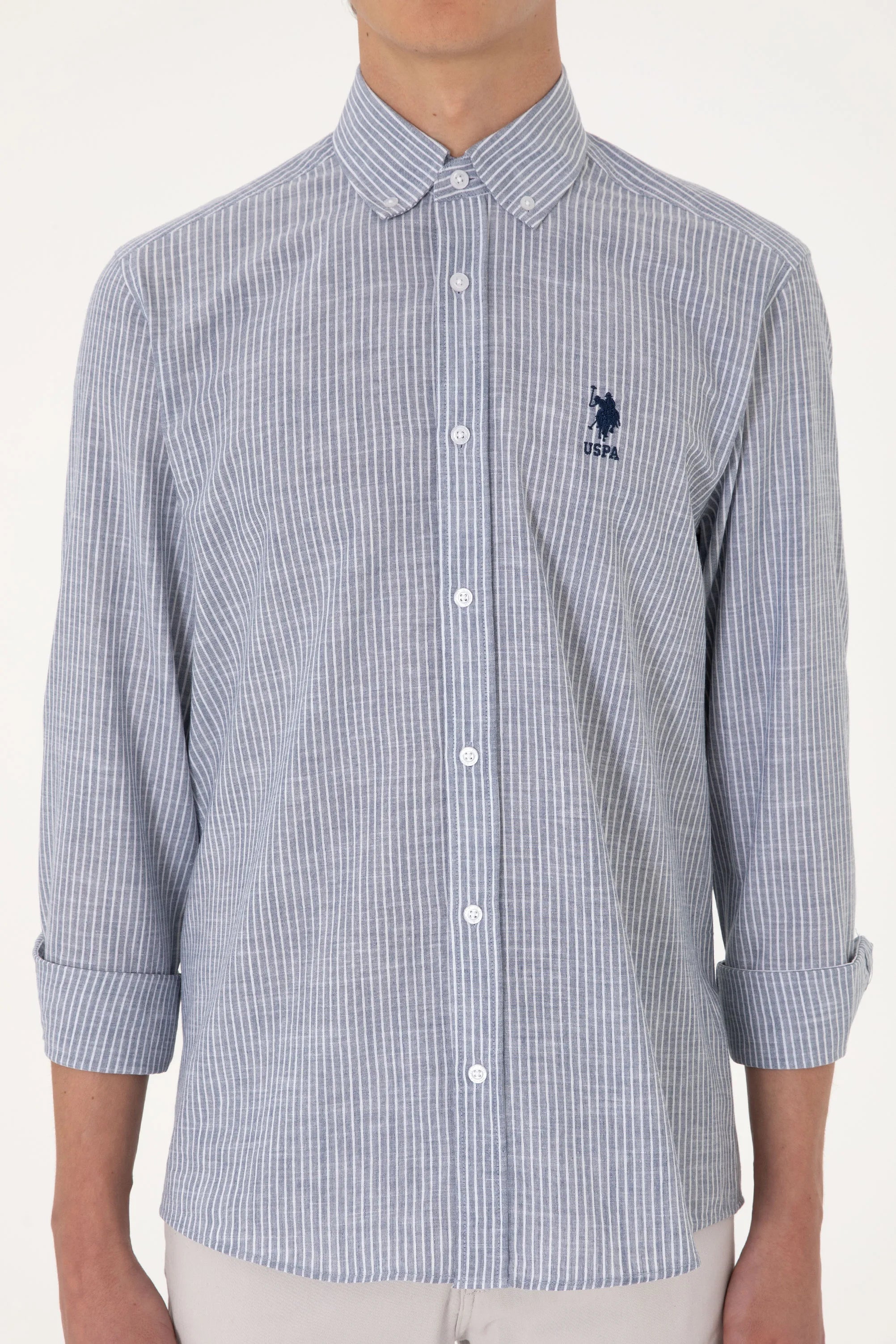 U.S. Polo Assn. Navy Blue Men Navy Blue Shirt Long Sleeve SKU: G081GL0040 2106492_VR033 Image 06
