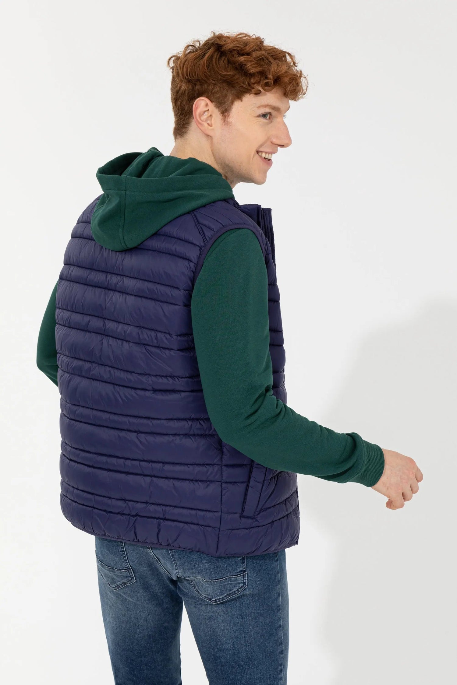 Dark Blue Woven Vest - BEVAVA