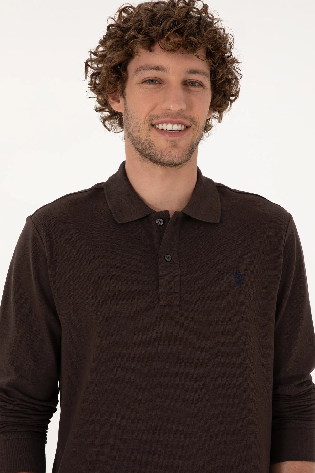 U.S. Polo Assn. Dark Brown Men Dark Brown Long Sleeve PiquŽ Polo Shirt SKU: G081GL0820 2225784_VR084 Image 02