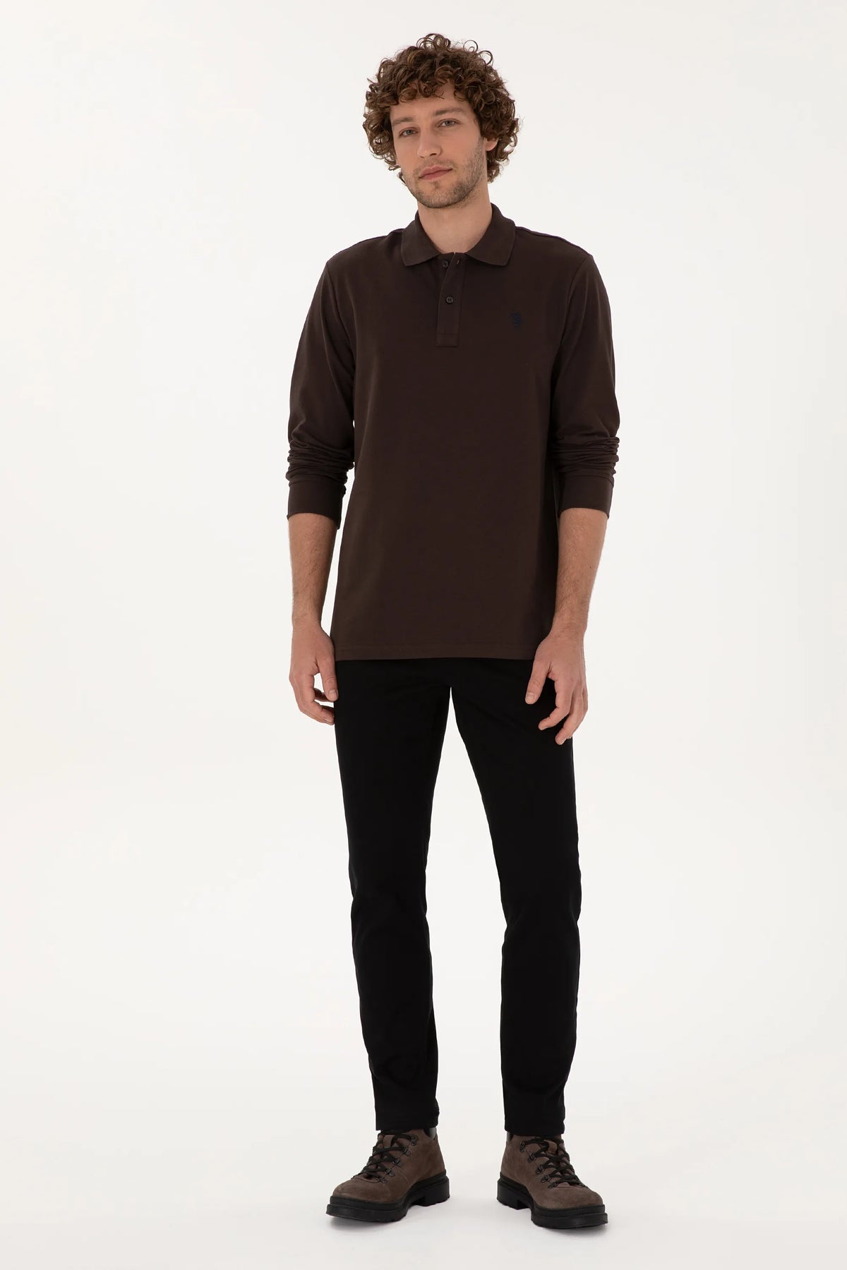 U.S. Polo Assn. Dark Brown Men Dark Brown Long Sleeve PiquŽ Polo Shirt SKU: G081GL0820 2225784_VR084 Image 04