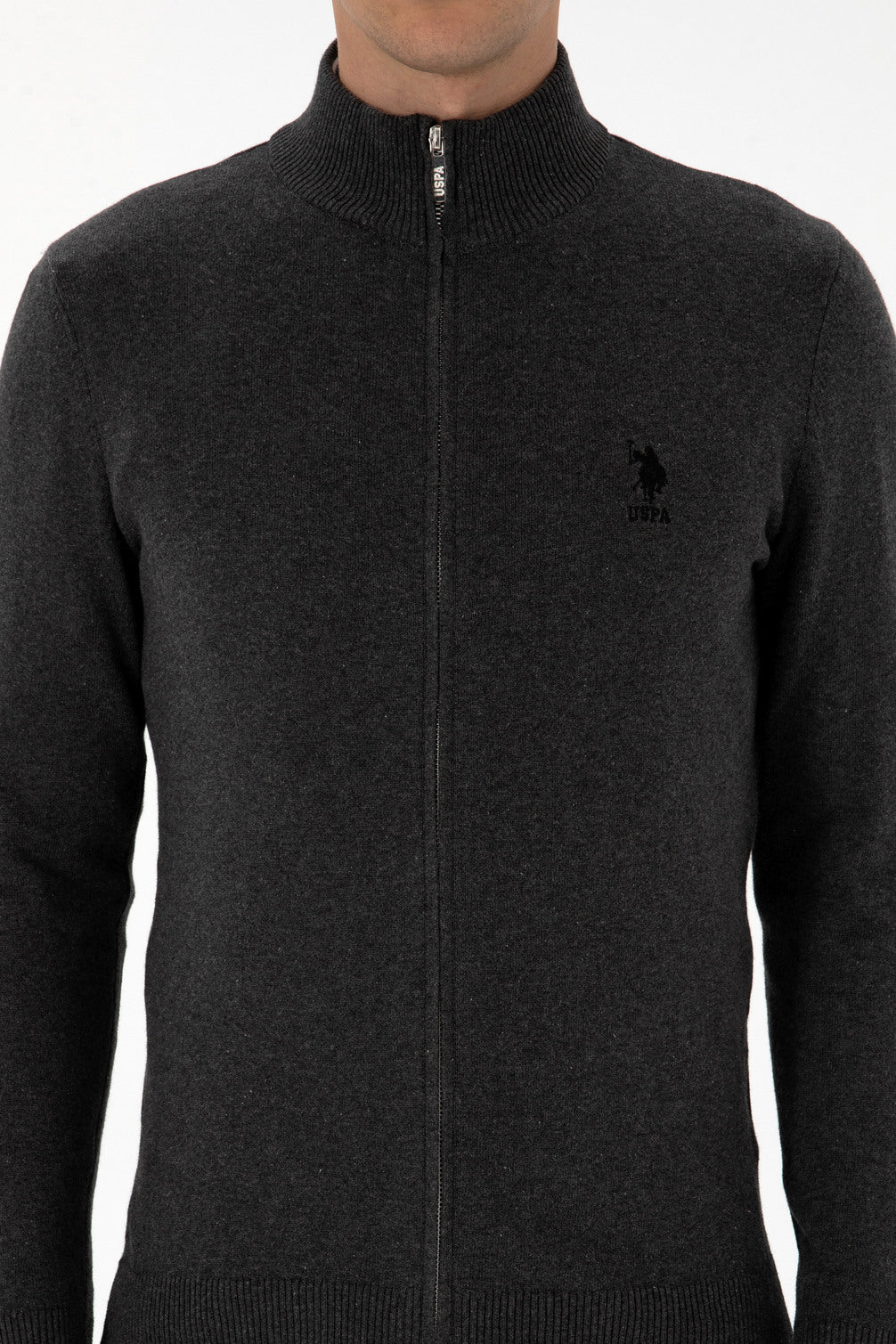 U.S. Polo Assn._Anthracite Mela_Anthracite Mela Knitting Cardigan_G081GL0TH0 2226681_VR081_06