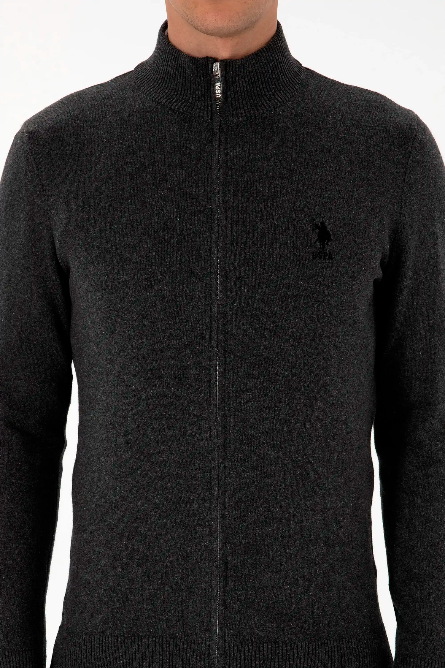 U.S. Polo Assn._Anthracite Mela_Anthracite Mela Knitting Cardigan_G081GL0TH0 2226681_VR081_06