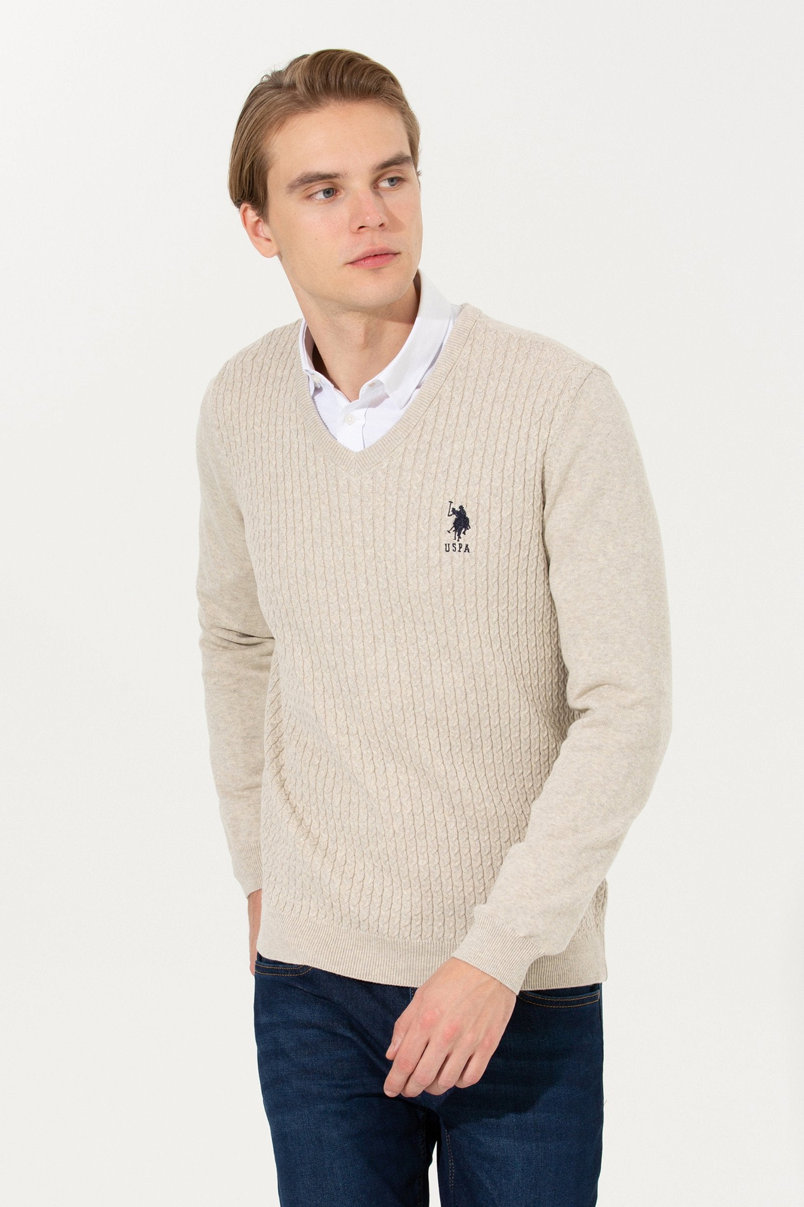 Beige Knitting Jumper U.S. Polo Assn.