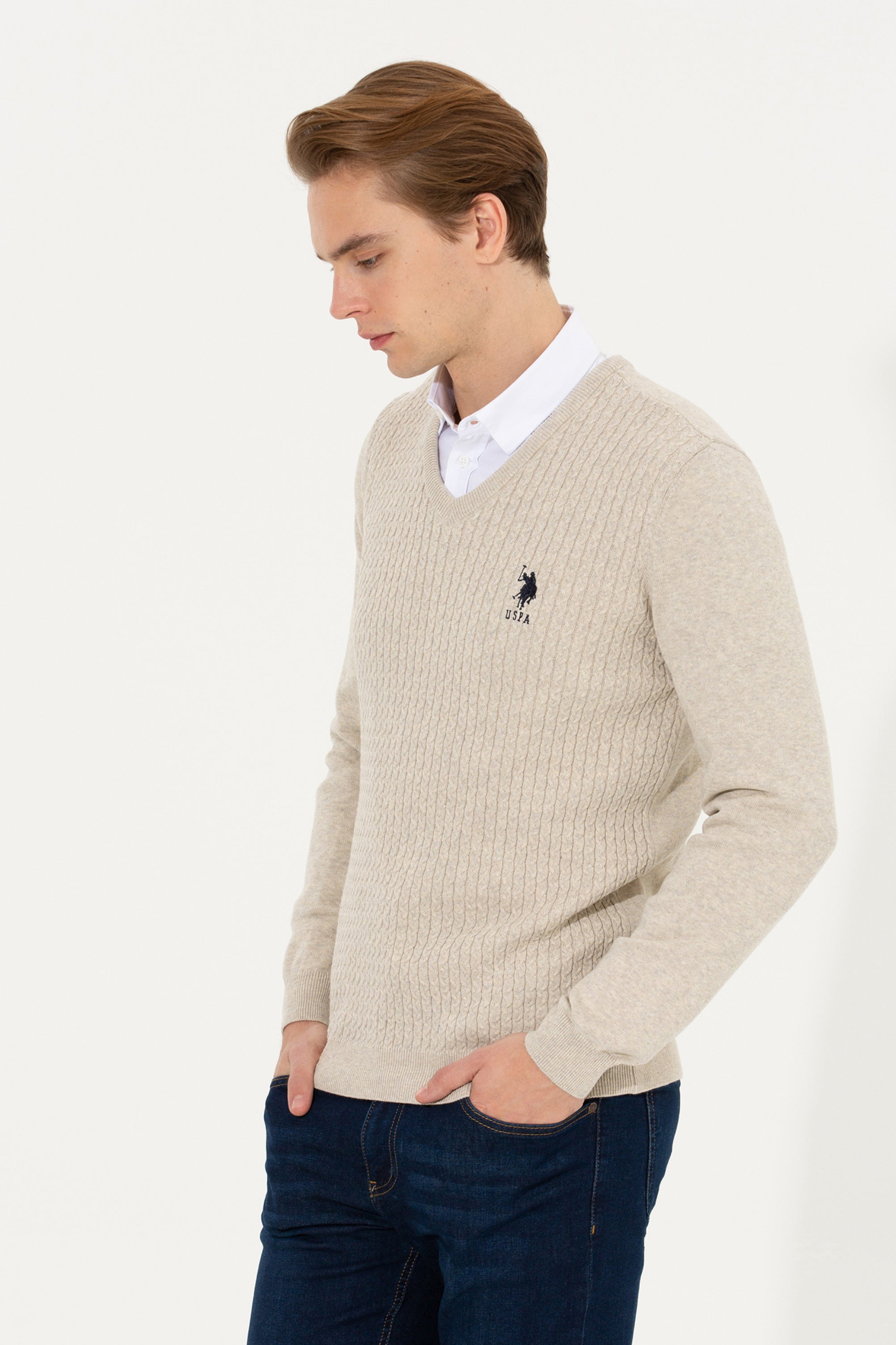 Beige Knitting Jumper U.S. Polo Assn.