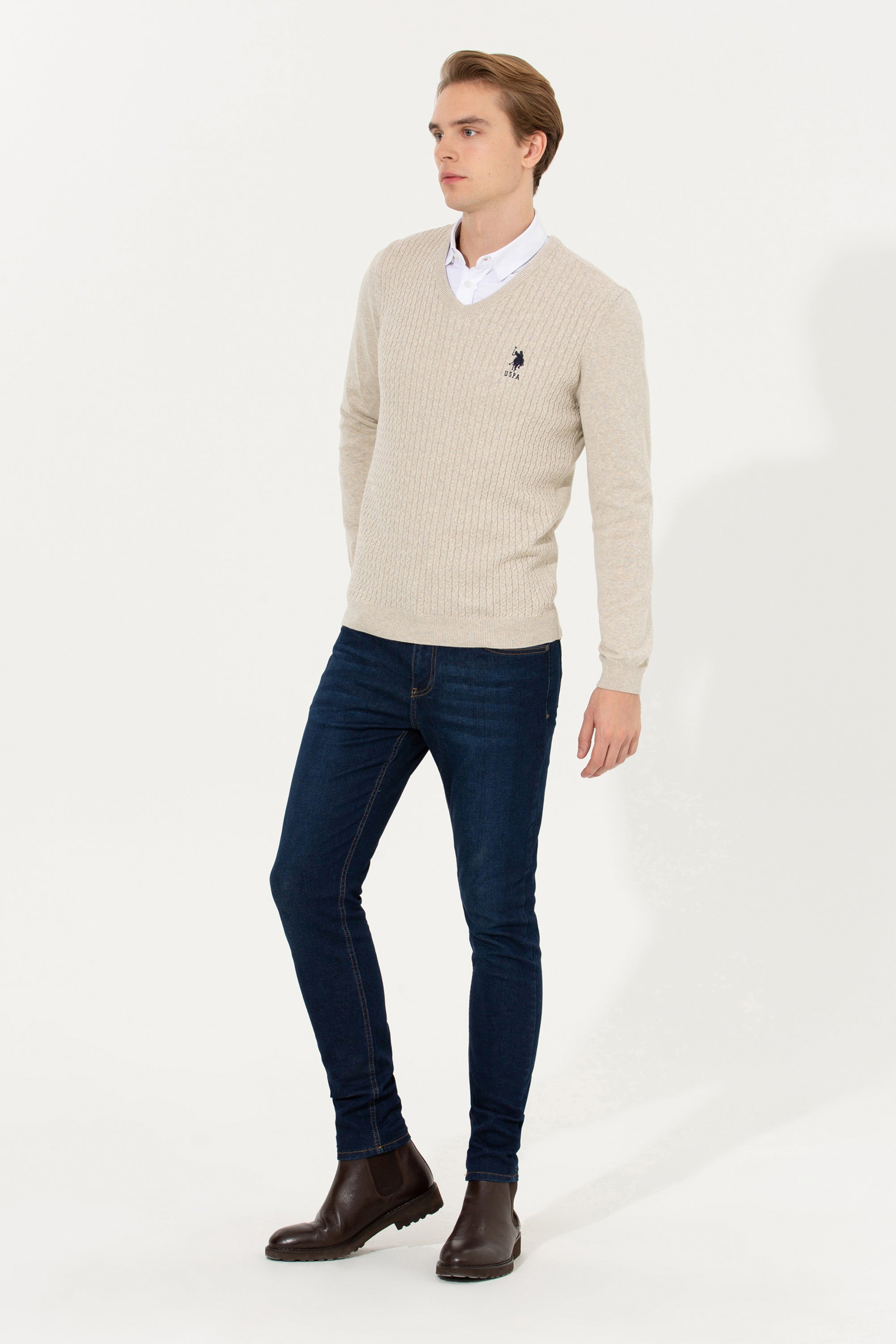 Beige Knitting Jumper U.S. Polo Assn.