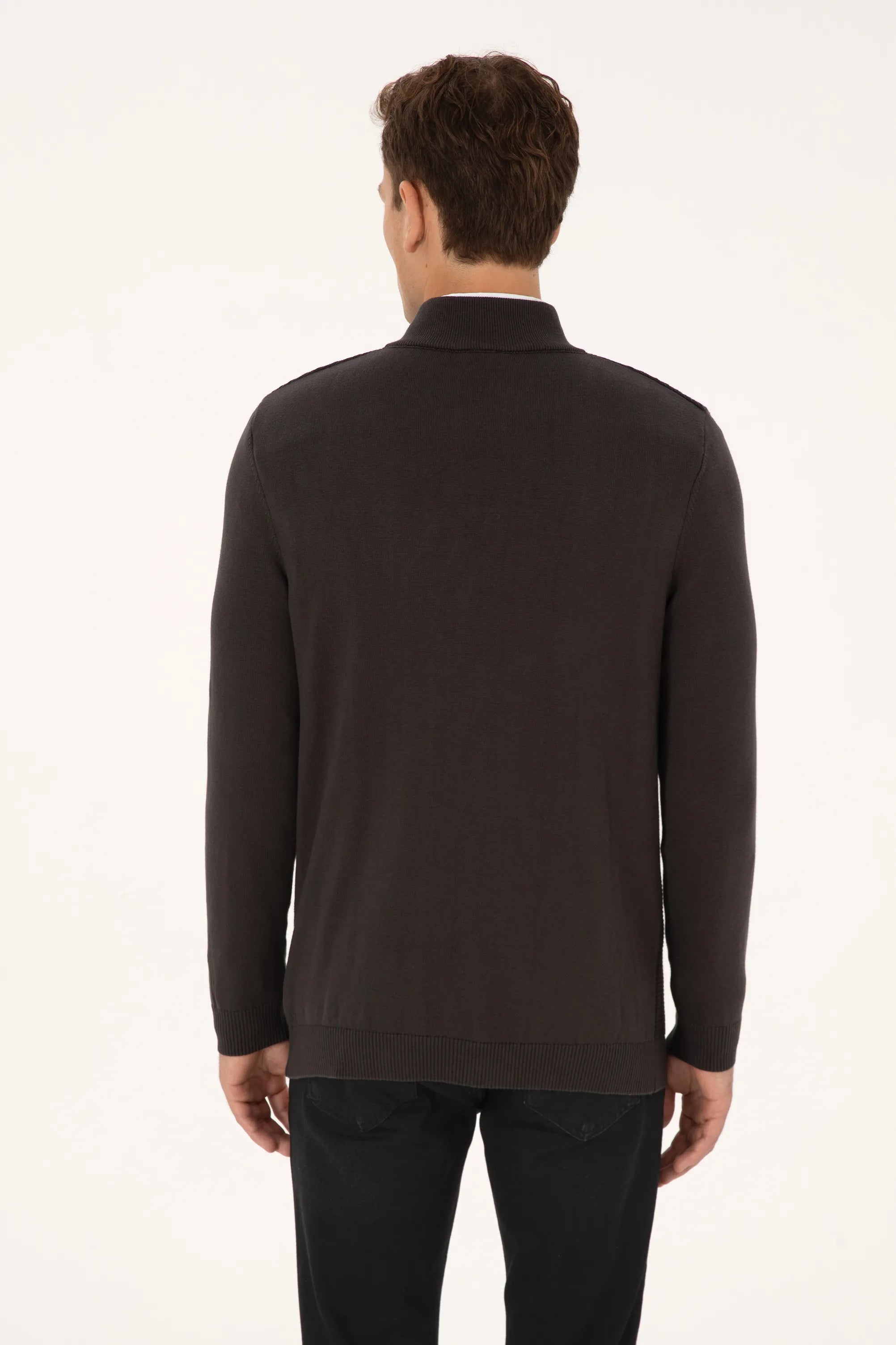 U.S. Polo Assn._Anthracite Mela_Anthracite Mela Knitted Polo Style Sweater_G081GL0TK0 2239182_VR081_05