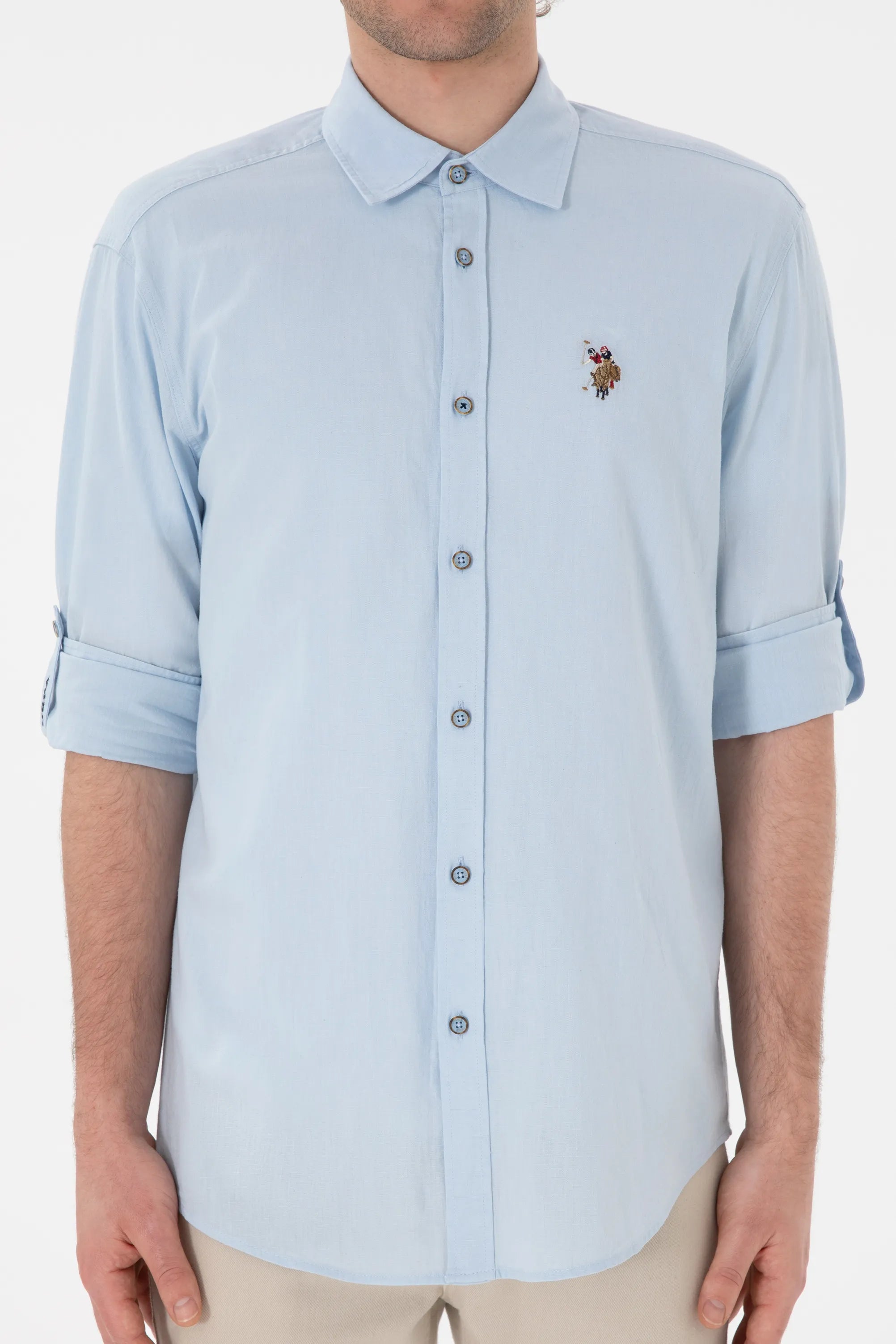 U.S. Polo Assn. Light Blue Men Light Blue Shirt Long Sleeve SKU: G081SZ0040 2082527_VR003 Image 06