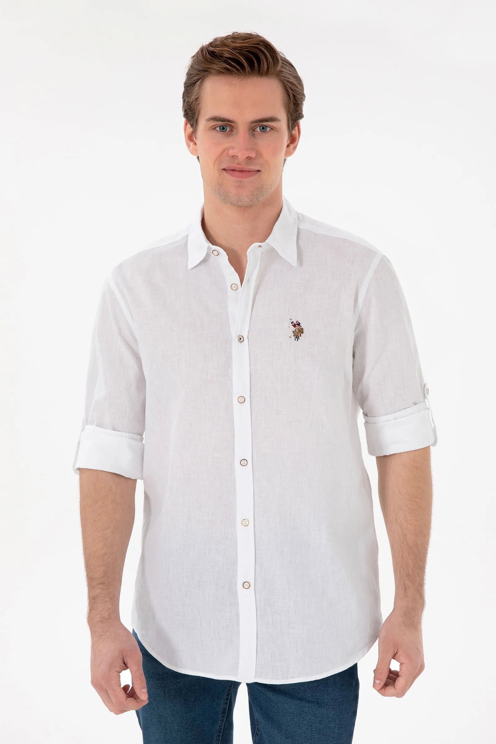 U.S. Polo Assn. White Men White Shirt Long Sleeve SKU: G081SZ0040 2082527_VR013 Image 01