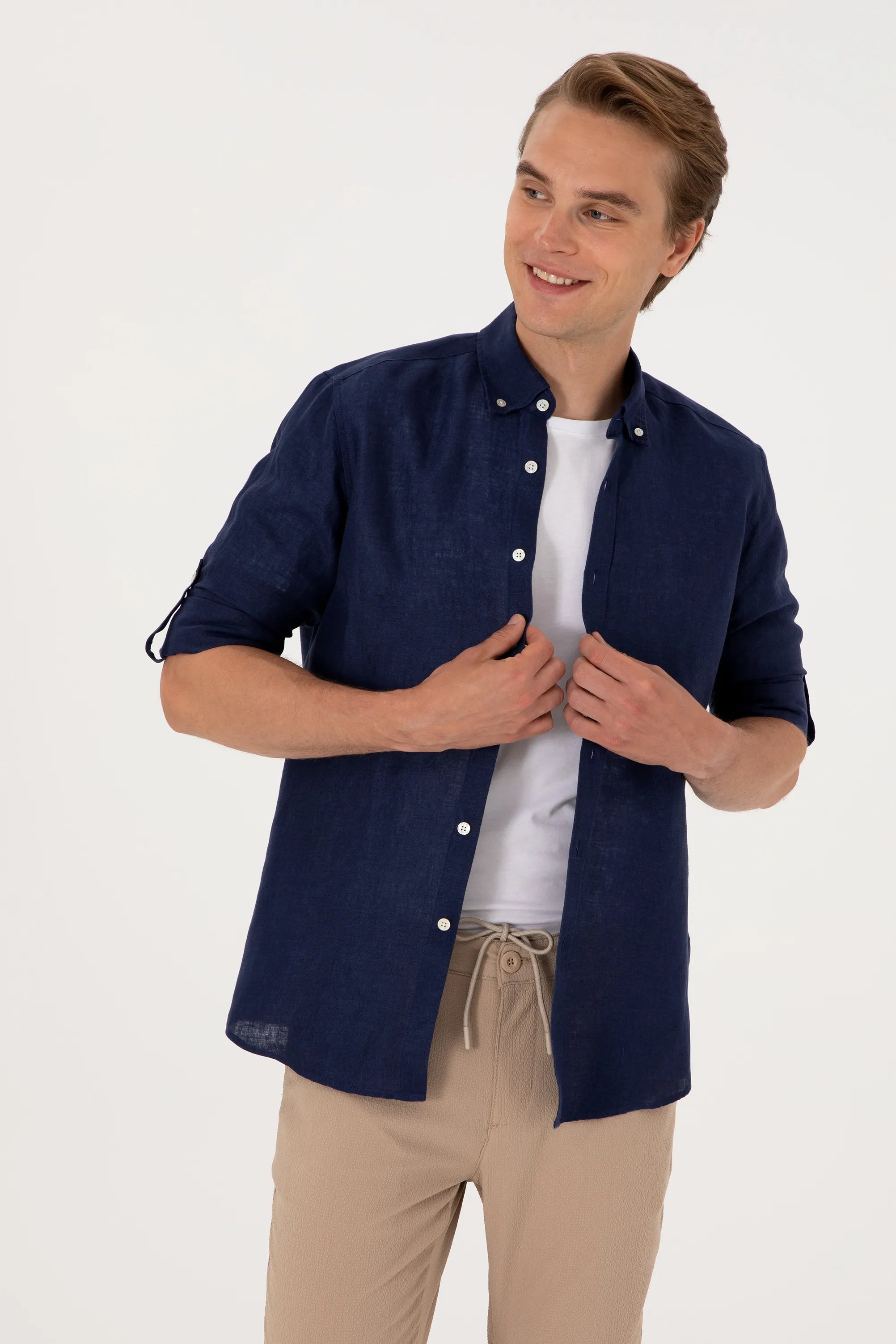 U.S. Polo Assn. Navy Blue Men Navy Blue Shirt Long Sleeve SKU: G081SZ0040 2103097_VR033 Image 03
