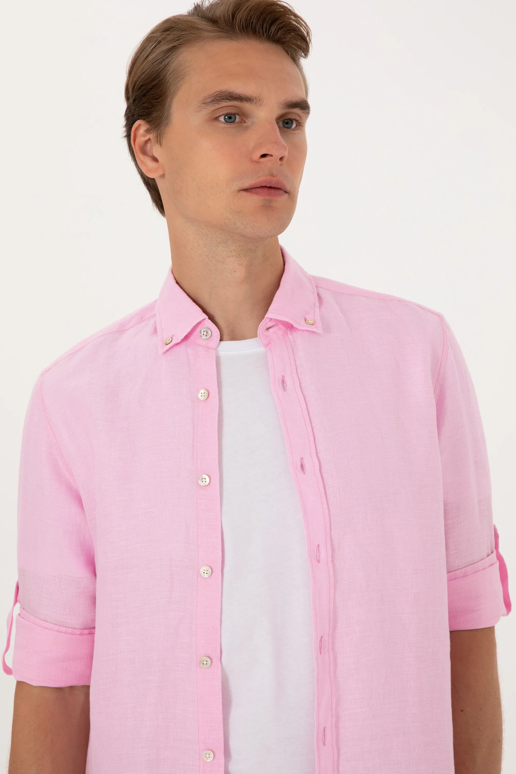 U.S. Polo Assn. Pink Men Pink Shirt Long Sleeve SKU: G081SZ0040 2103097_VR078 Image 02