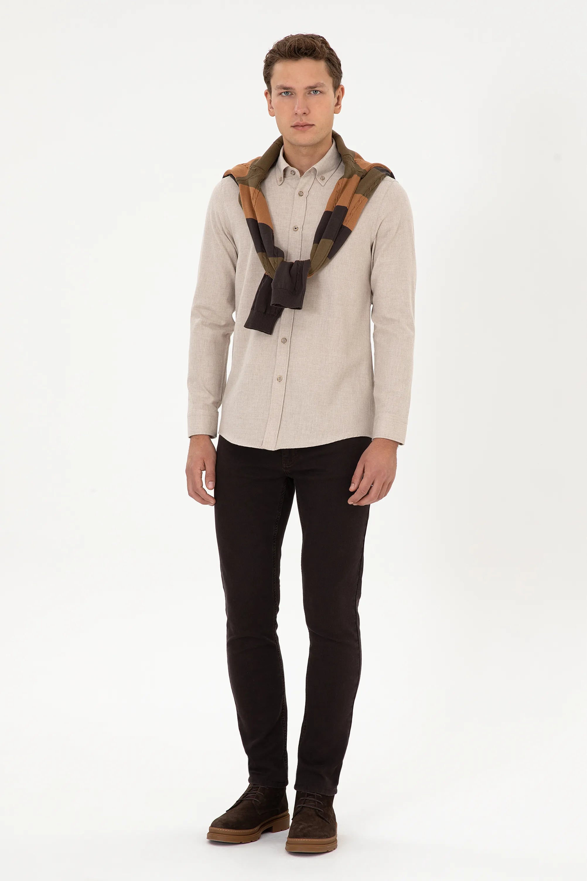 U.S. Polo Assn._Beige_Beige Button Down Shirt_G081SZ0040 2225603_VR088_04