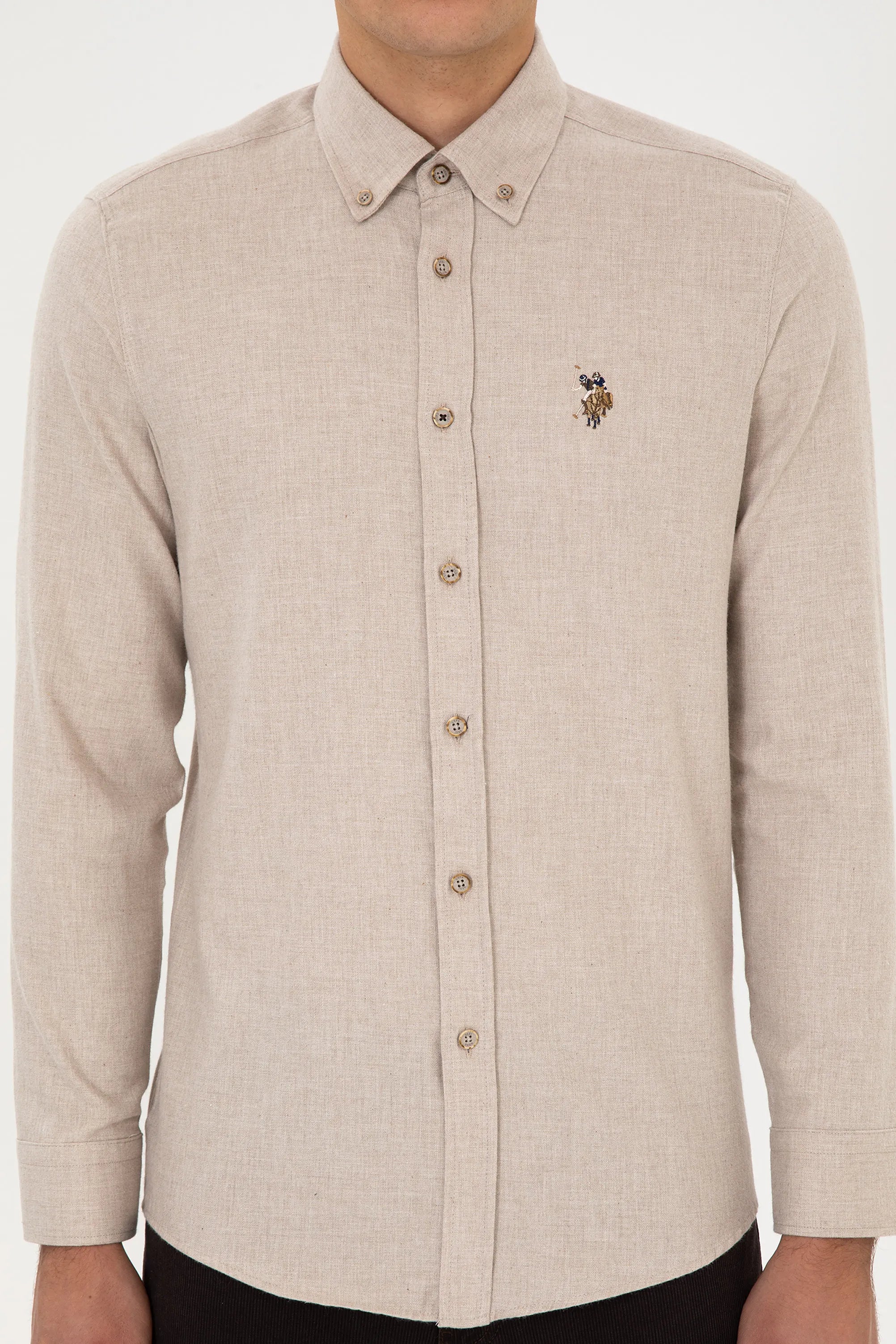 U.S. Polo Assn._Beige_Beige Button Down Shirt_G081SZ0040 2225603_VR088_06