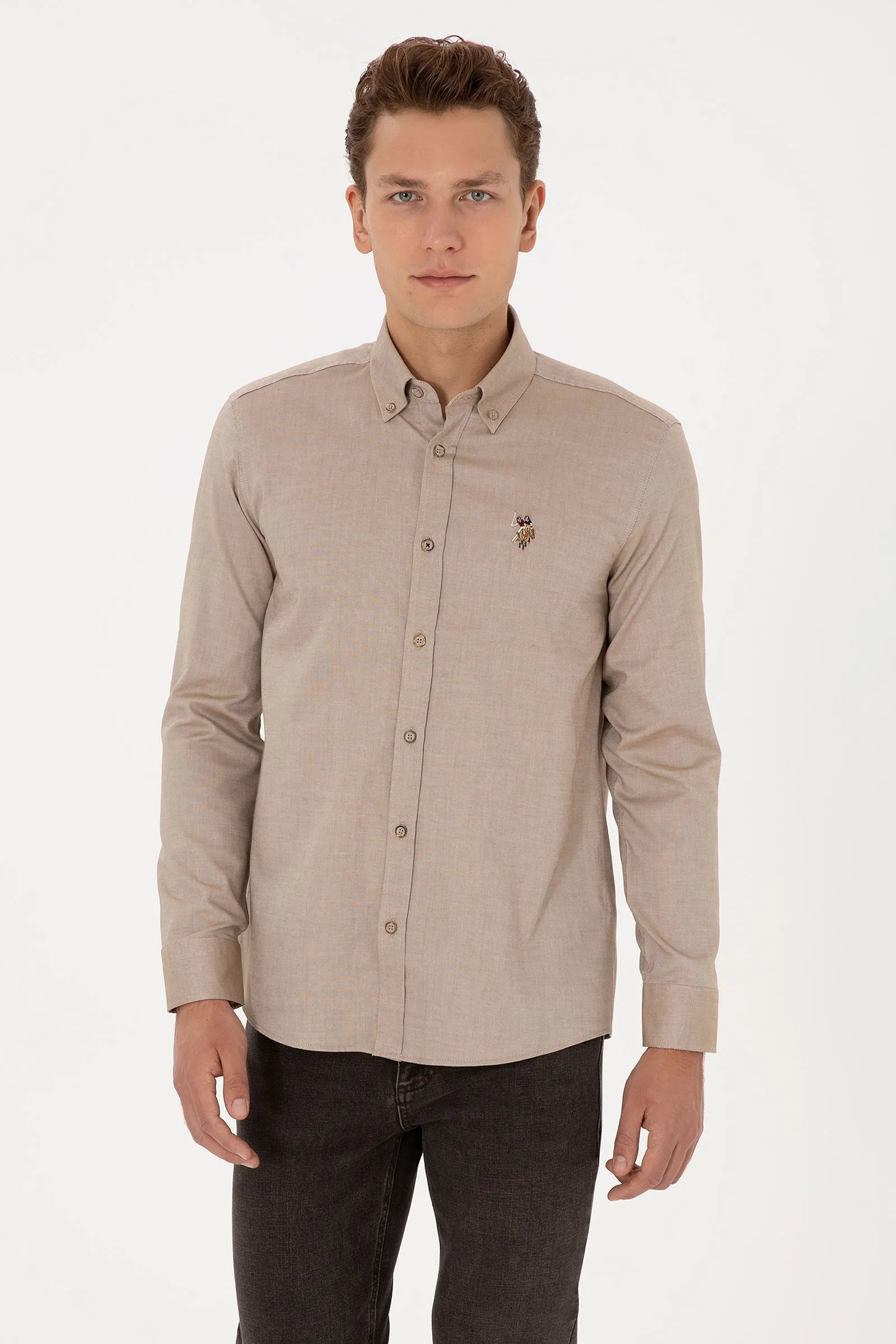 U.S. Polo Assn._Khaki_Khaki Shirt_G081SZ0040 2225643_VR027_01