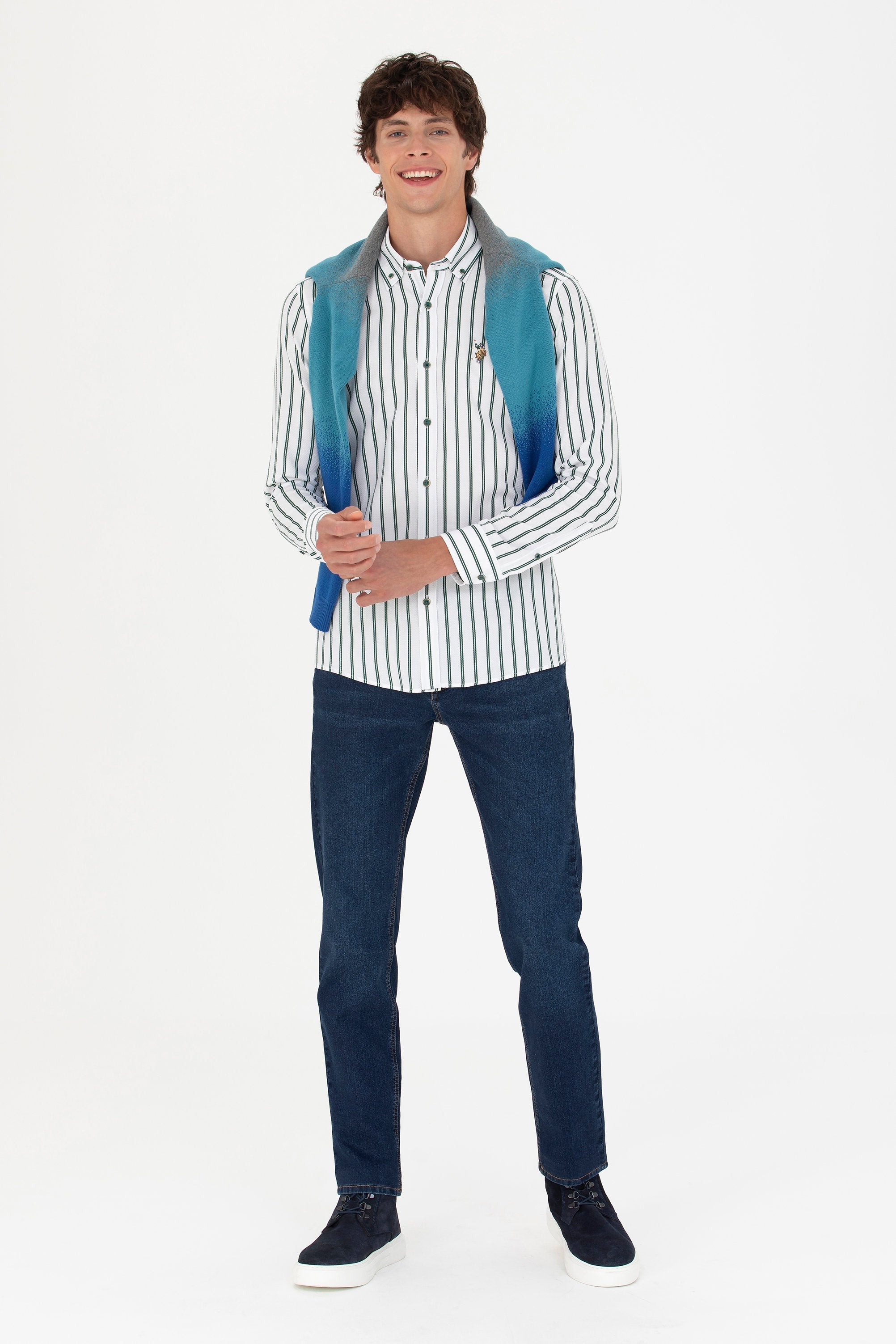 White Shirt With Green Stripes And Logo_G081SZ0040 1763446_VR054_04