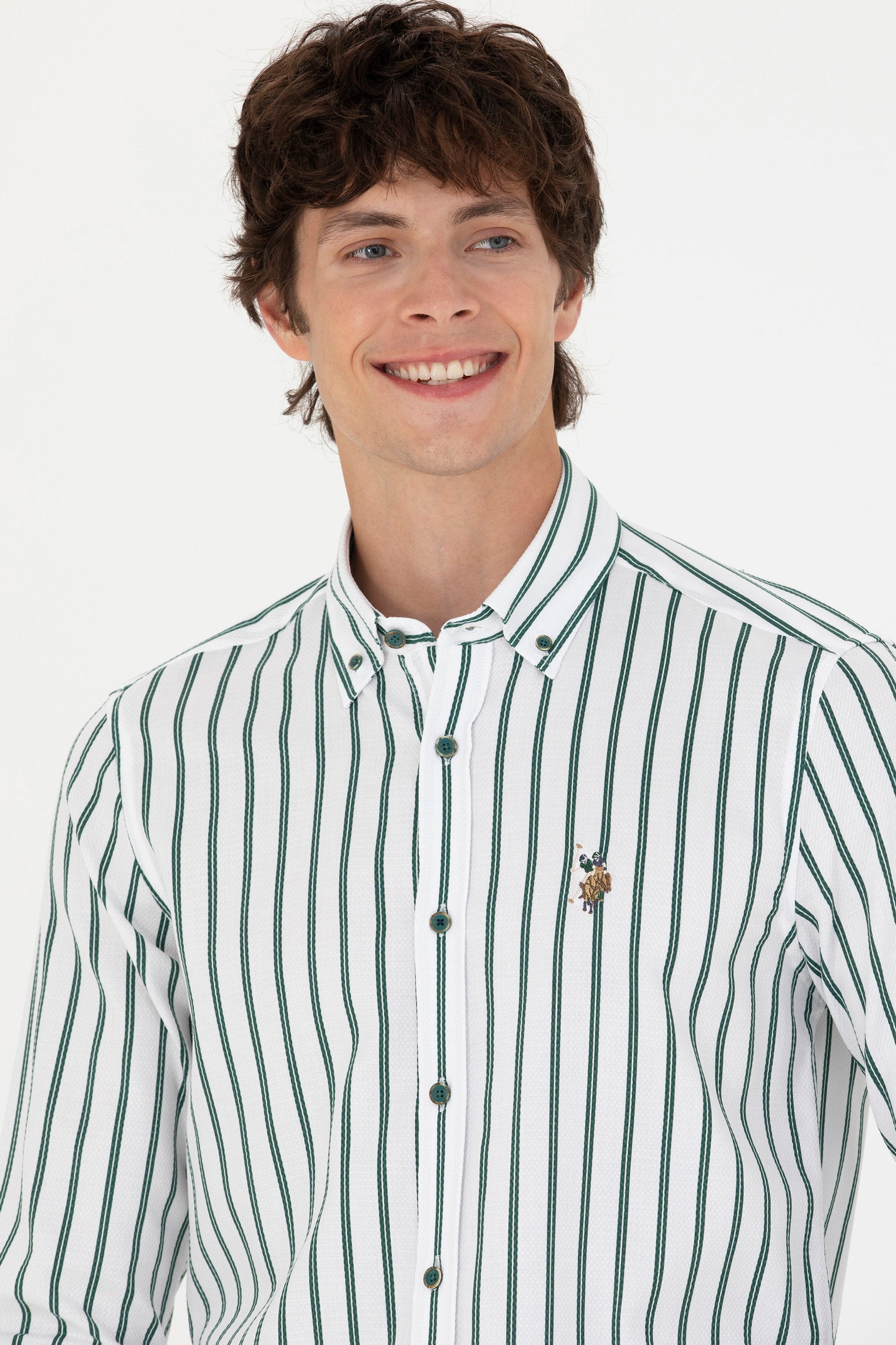White Shirt With Green Stripes And Logo_G081SZ0040 1763446_VR054_06