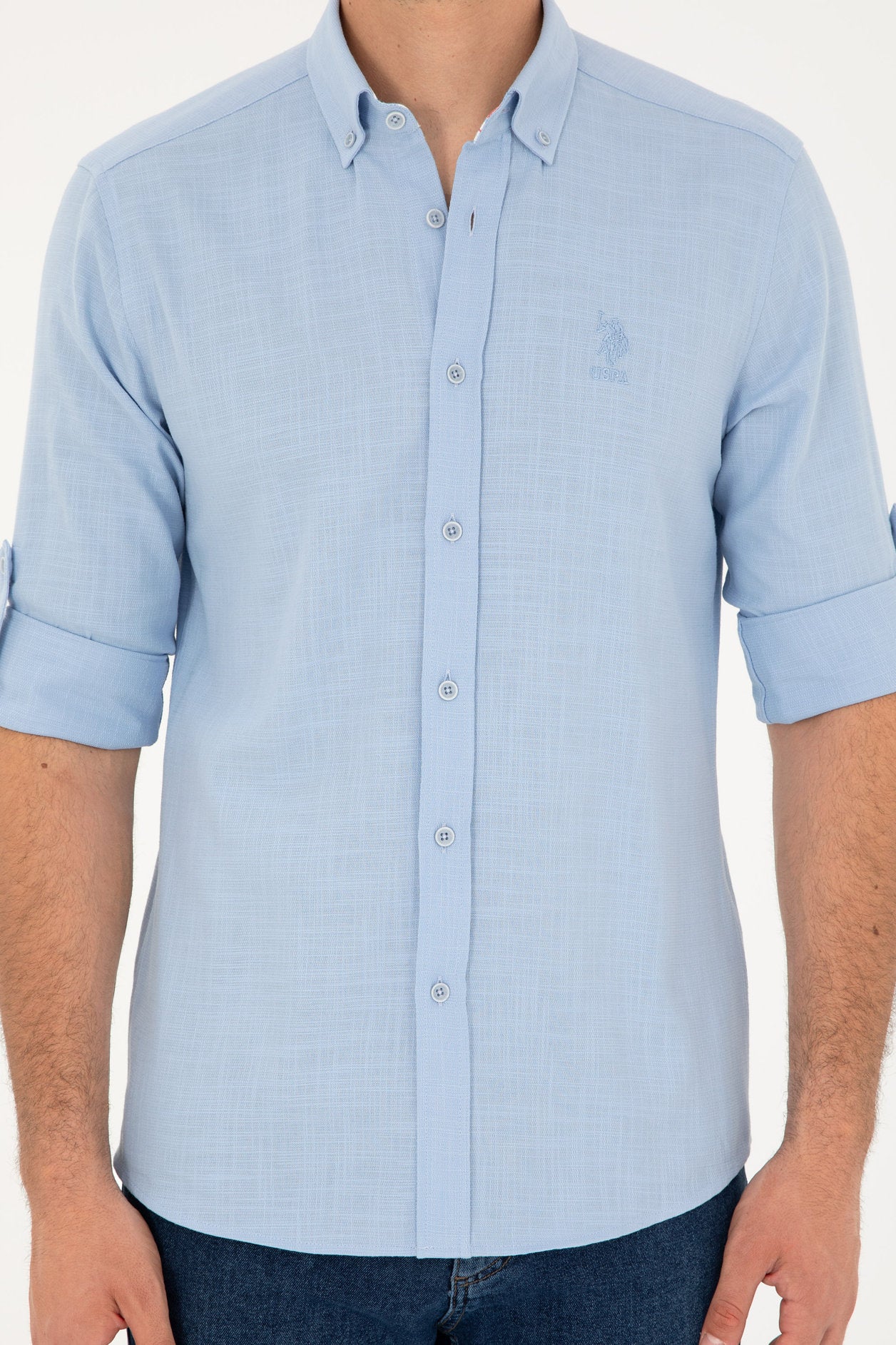 Blue Button Down Woven Shirt_G081SZ0040 1837940_VR003_07