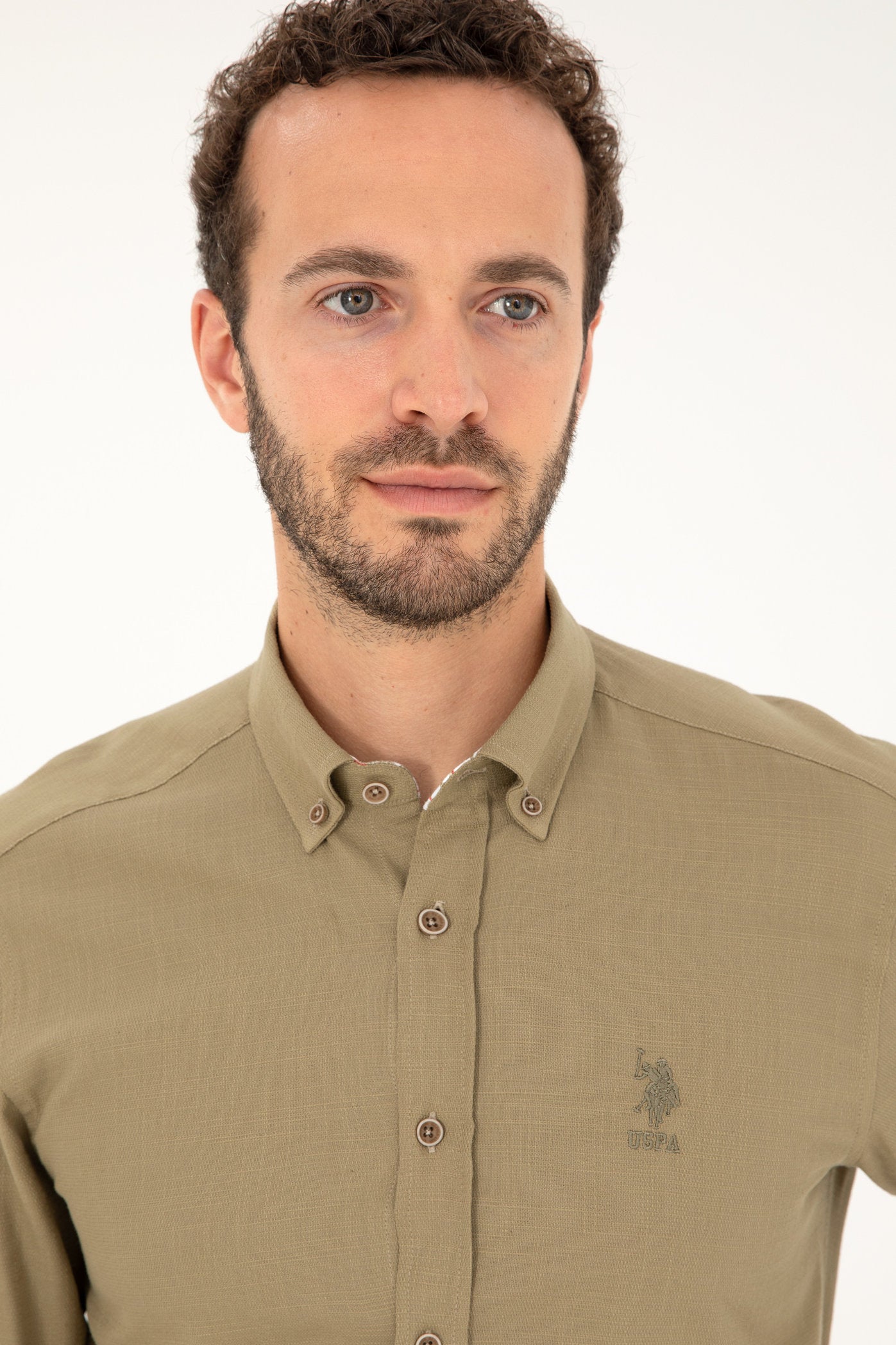 Green Button Down Woven Shirt_G081SZ0040 1837940_VR027_02