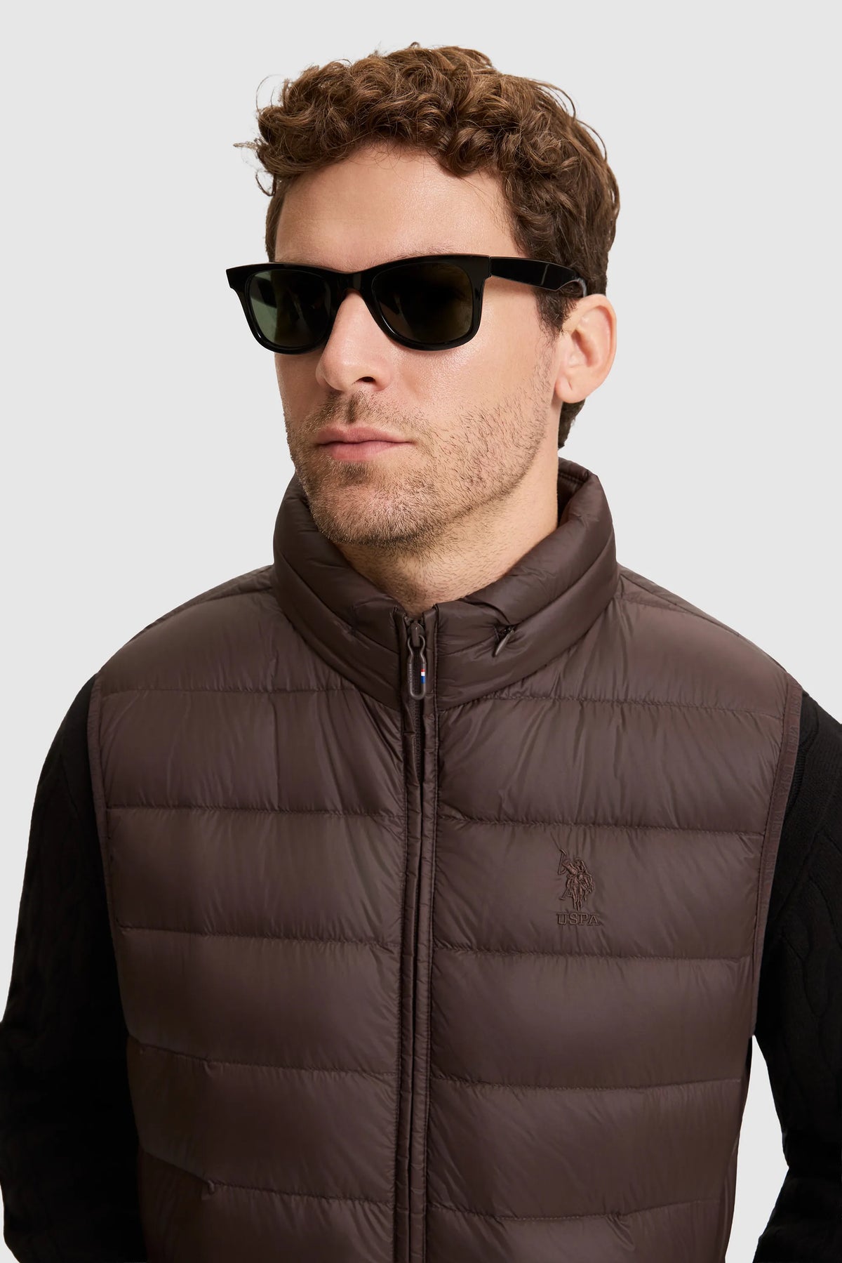 U.S. Polo Assn. Dark Brown Men Dark Brown Lightweight Padded Vest Jacket SKU: G081SZ0100 PU-13219_VR084 Image 03