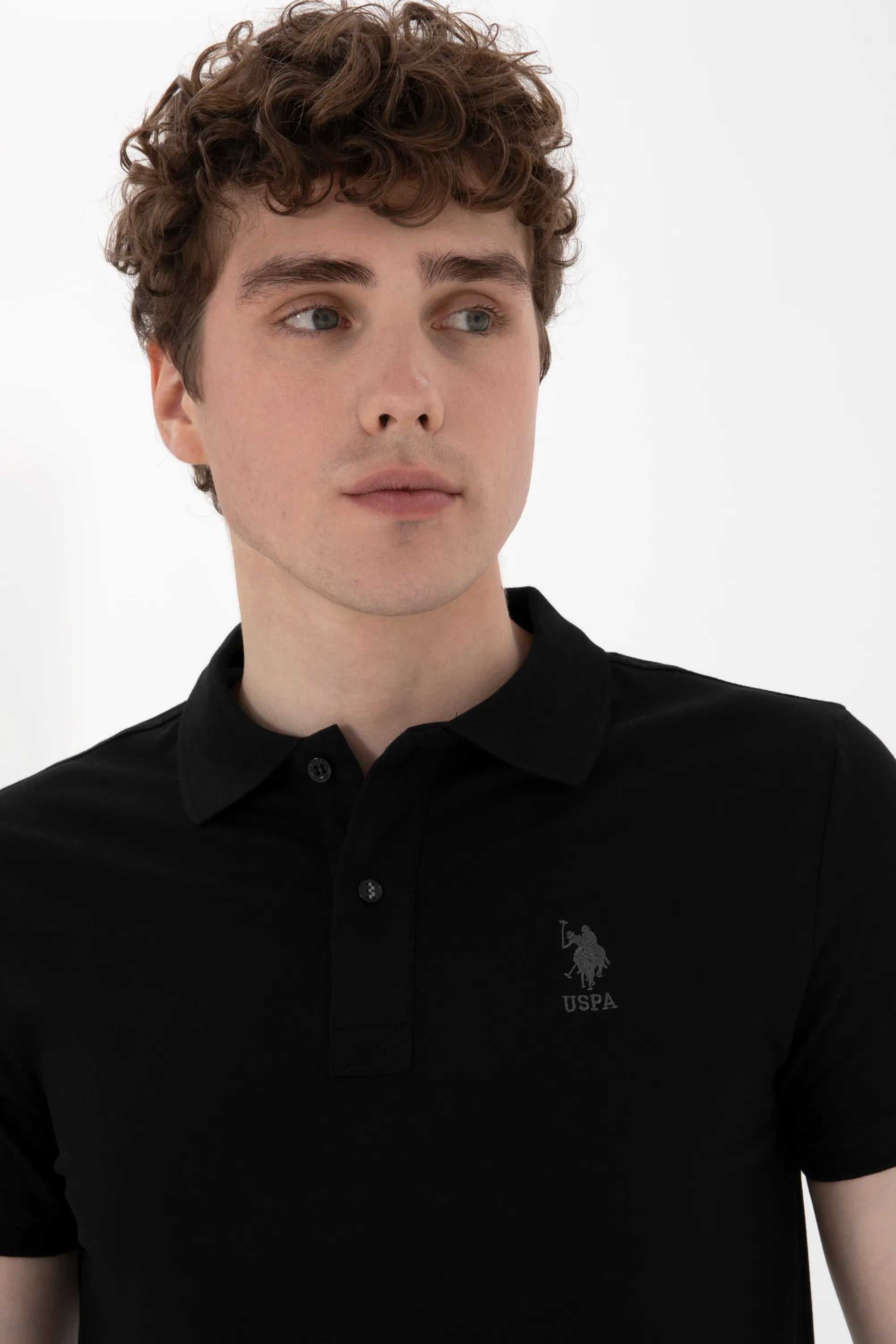 U.S. Polo Assn. Black Men Black Slim Fit Polo Shirt SKU: G081SZ0110 2084040_VR046 Image 02