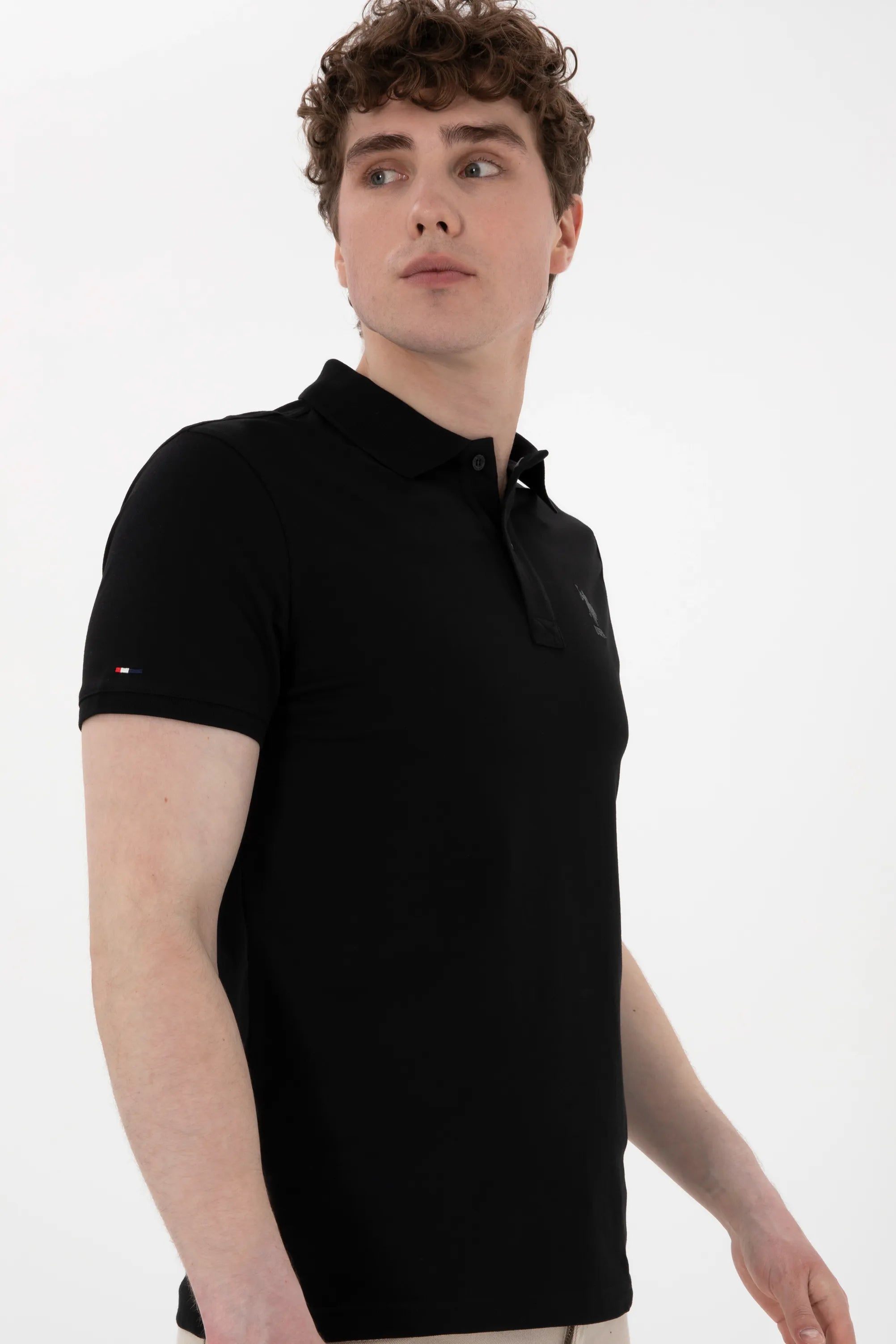 U.S. Polo Assn. Black Men Black Slim Fit Polo Shirt SKU: G081SZ0110 2084040_VR046 Image 03