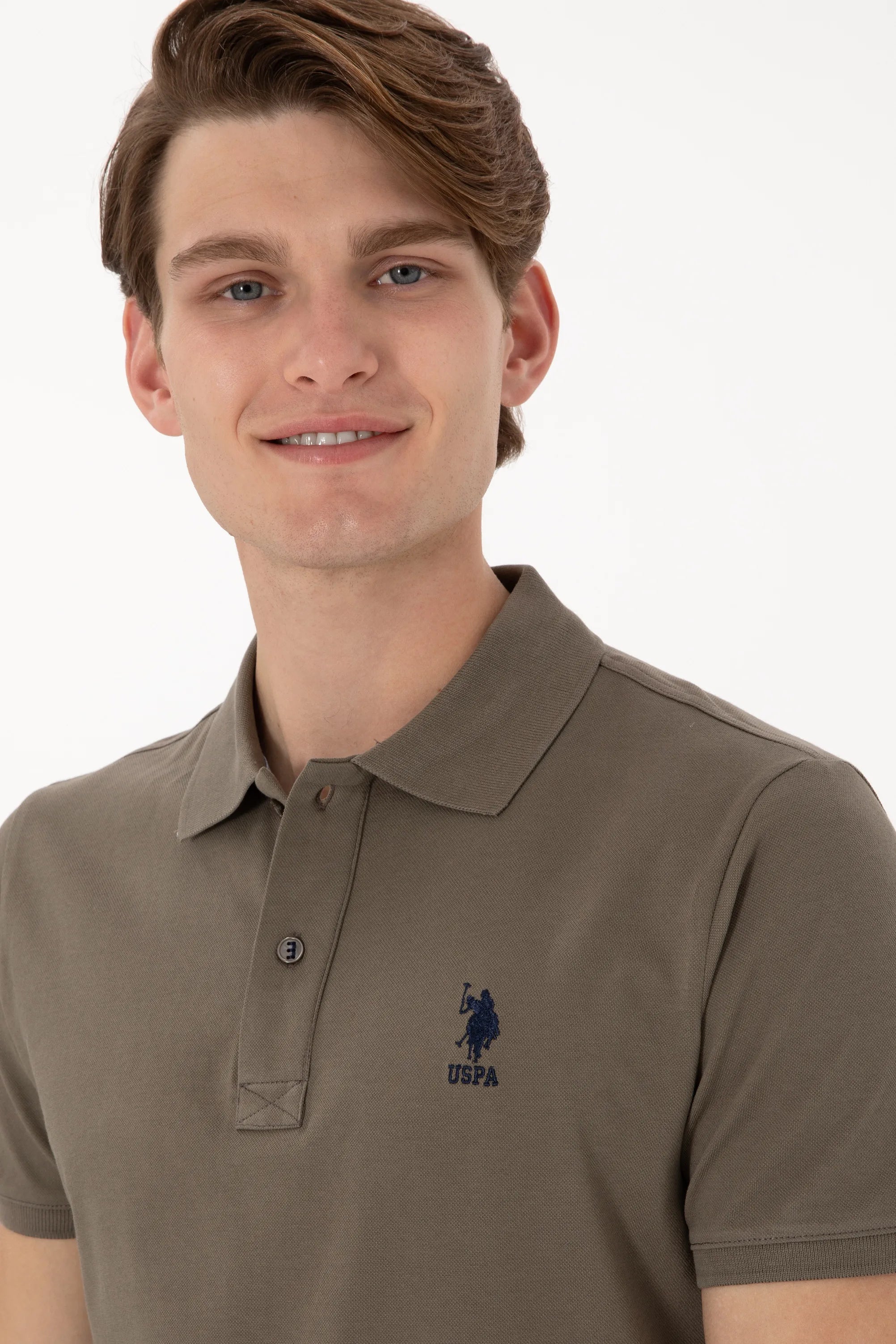 U.S. Polo Assn. Grey Men Vison Slim Fit Polo Shirt SKU: G081SZ0110 2084040_VR052 Image 02