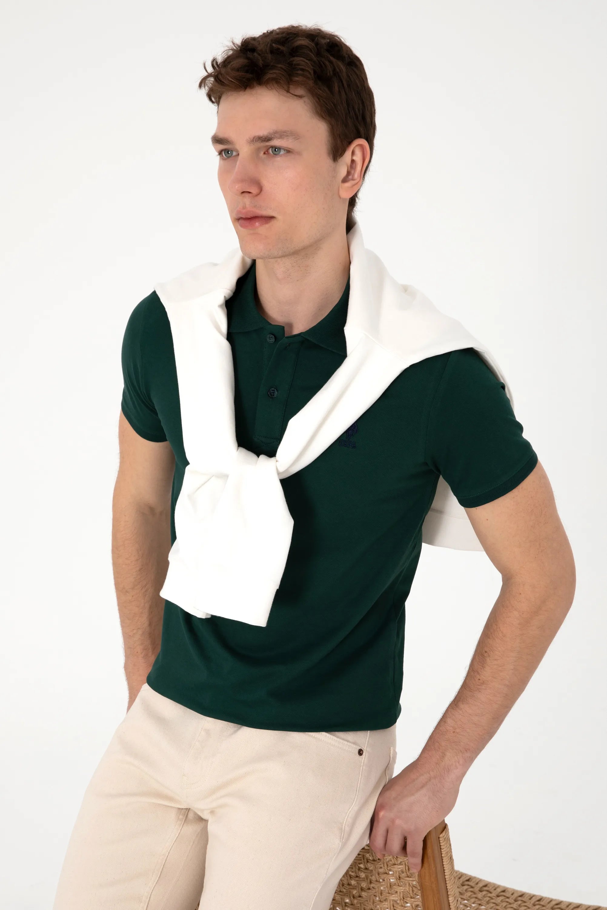 U.S. Polo Assn. Dark Green Men Dark Green Polo Shirt SKU: G081SZ0110 2084040_VR079 Image 03