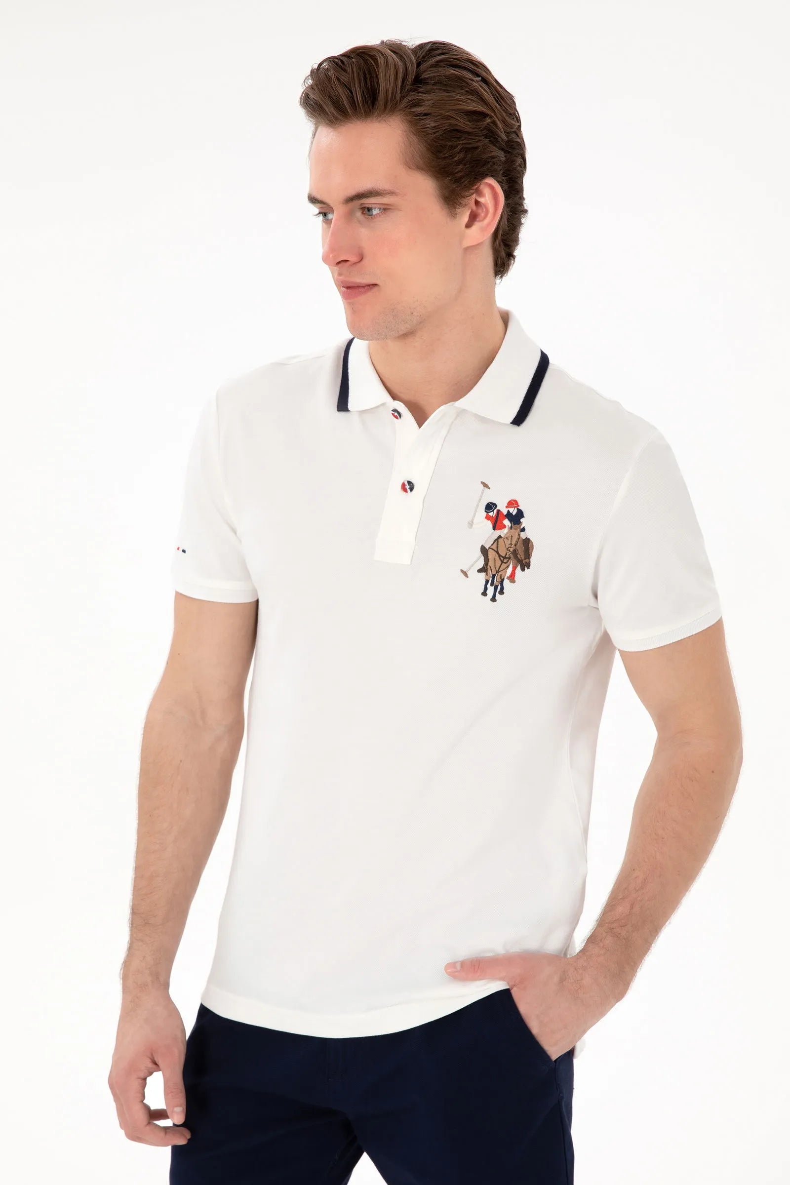 U.S. Polo Assn. White Men White Slim Fit Polo Shirt SKU: G081SZ0110 2084815_VR013 Image 01