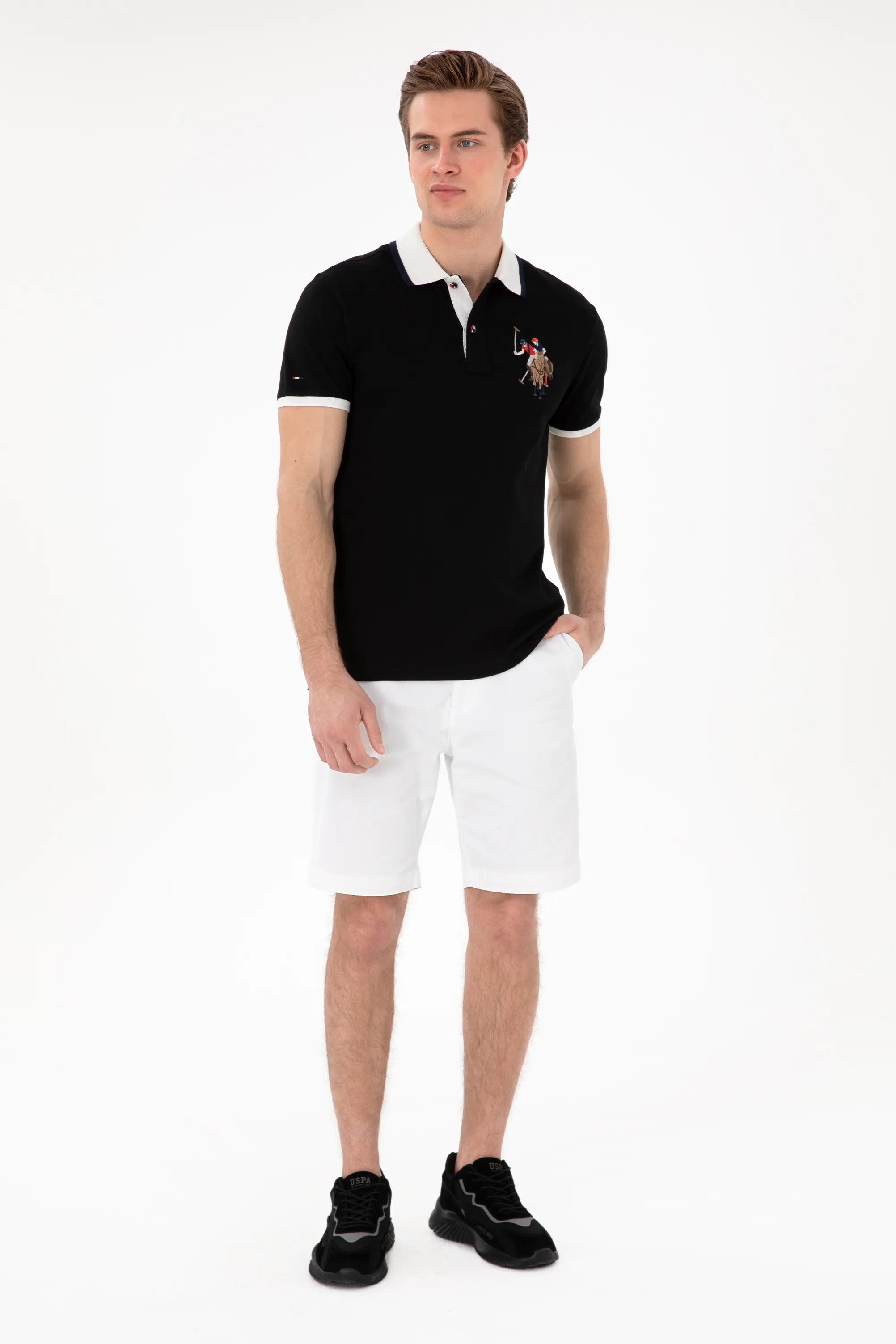 U.S. Polo Assn. Black Men Black Slim Fit Polo Shirt SKU: G081SZ0110 2084815_VR046 Image 04