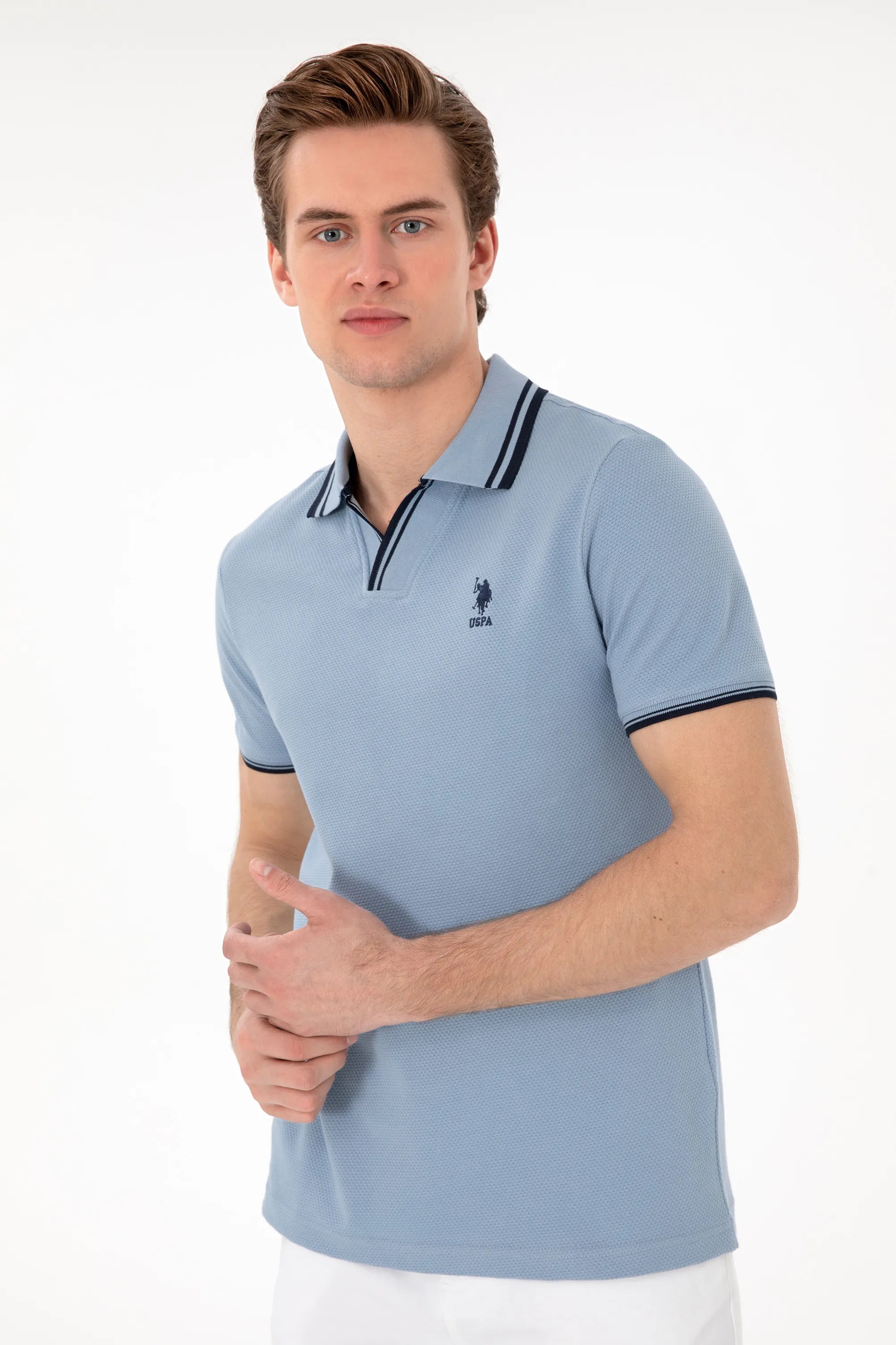 U.S. Polo Assn. Blue Men Blue Slim Fit Polo Shirt SKU: G081SZ0110 2085130_VR036 Image 03
