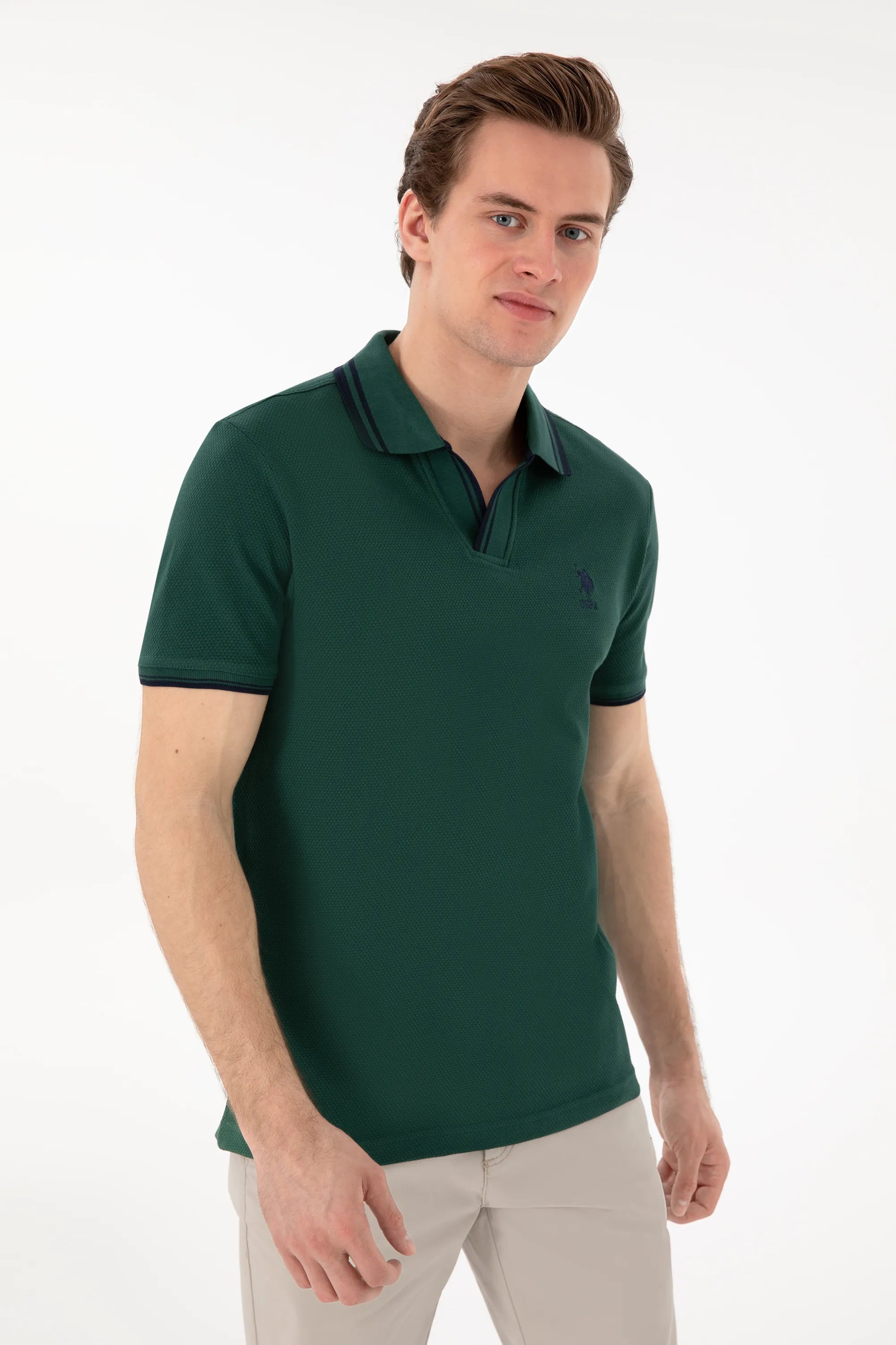 U.S. Polo Assn. Dark Green Men Dark Green Polo Shirt SKU: G081SZ0110 2085130_VR079 Image 03