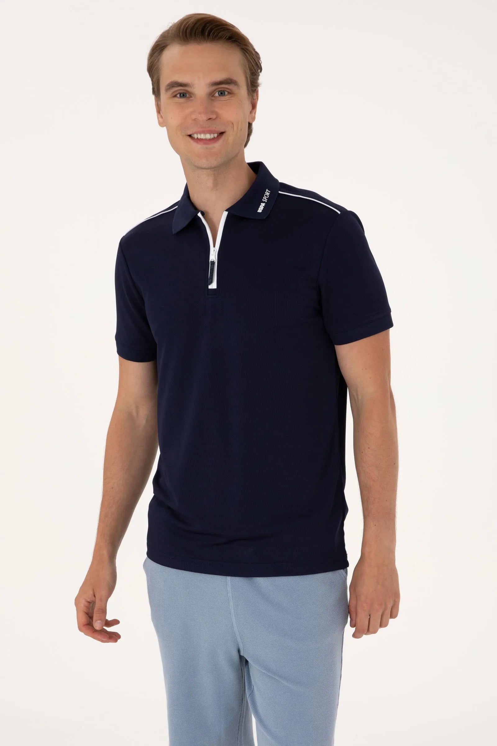 U.S. Polo Assn. Navy Blue Men Navy Blue Regular Fit Polo Shirt SKU: G081SZ0110 2102964_VR033 Image 01