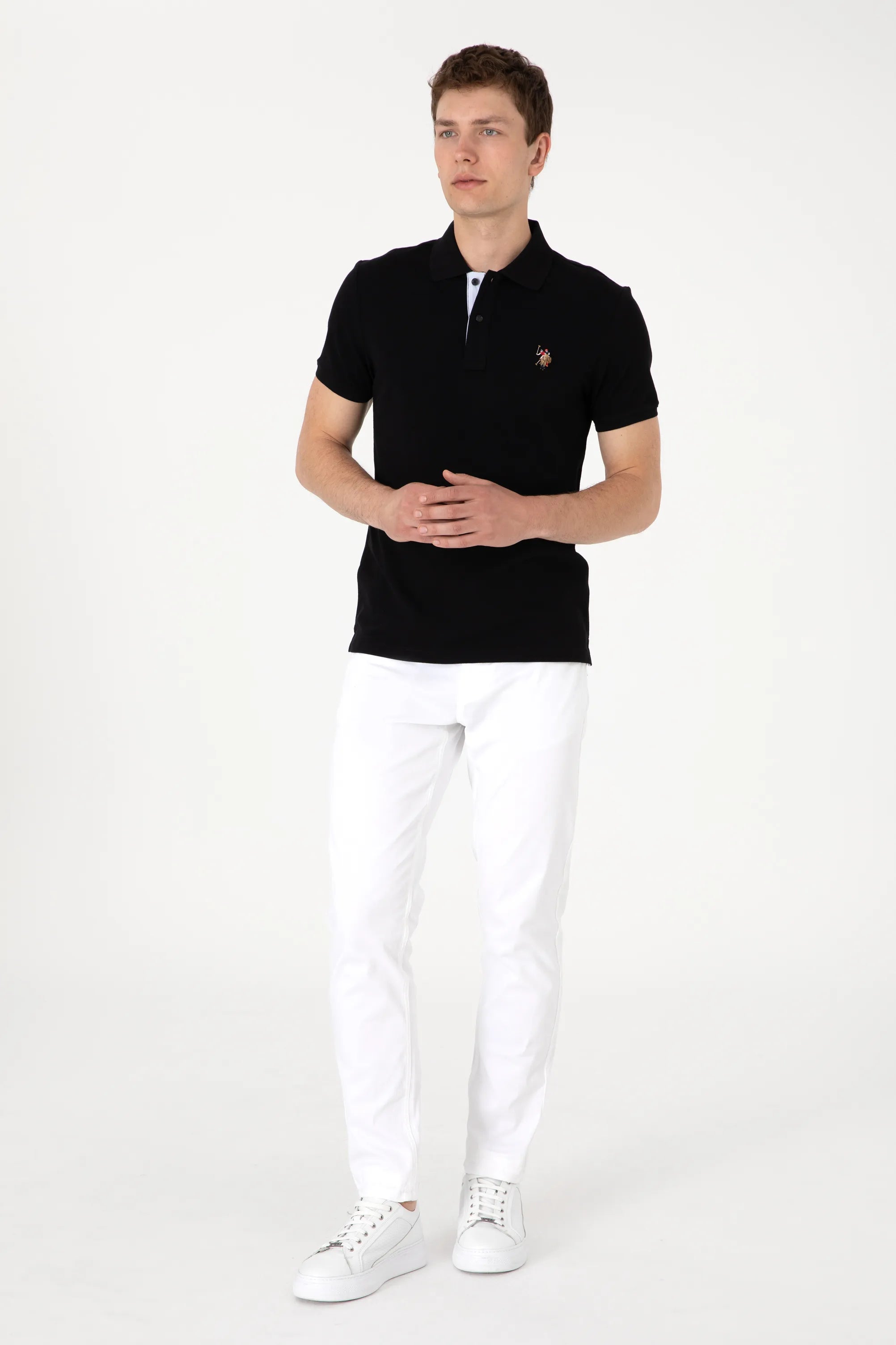U.S. Polo Assn. Black Men Black Slim Fit Polo Shirt SKU: G081SZ0110 2252503_VR046 Image 04