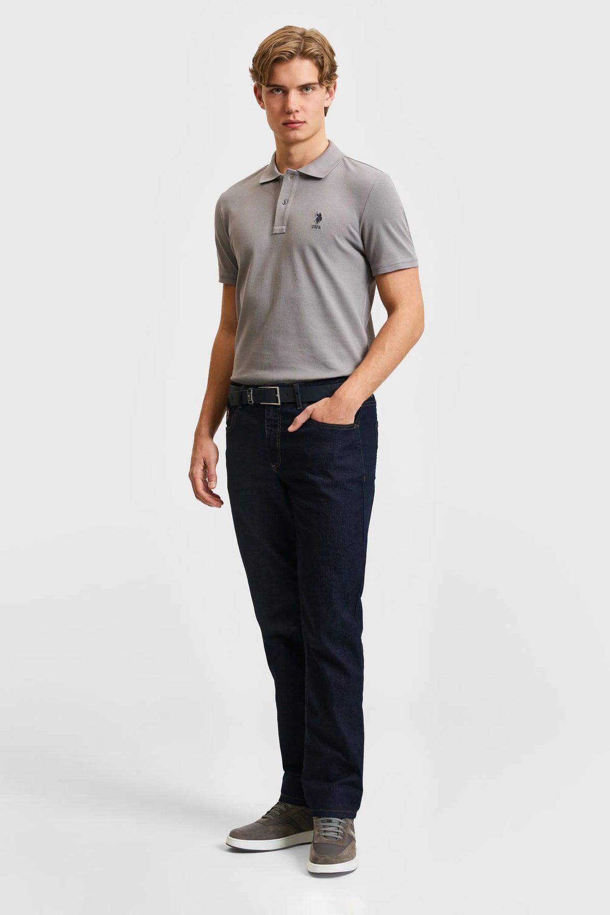 U.S. Polo Assn. Grey Men Grey Short Sleeve PiquŽ Polo Shirt SKU: G081SZ0110 PU-8779_VR024 Image 04