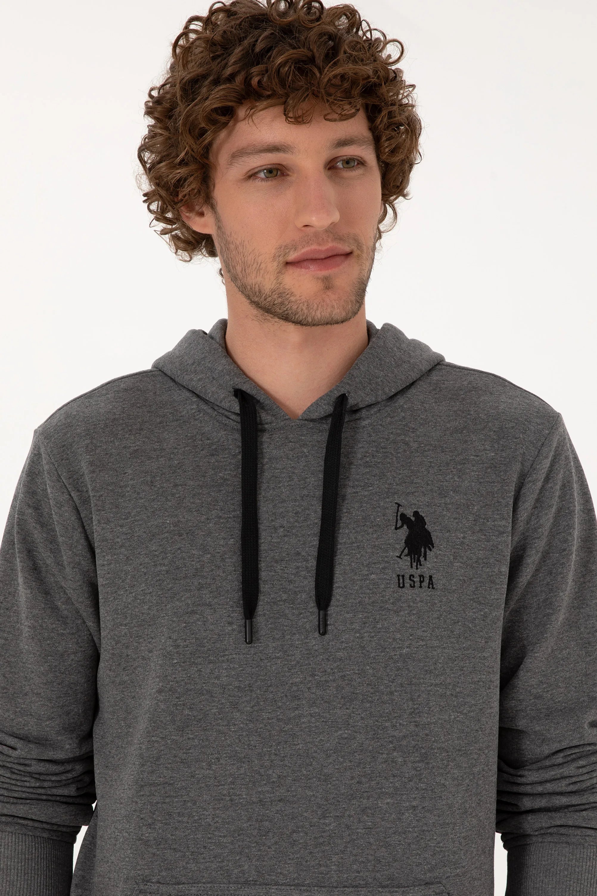 U.S. Polo Assn._Anthracite Mela_Anthracite Mela Hoodie With Logo_G081SZ0820 2225794_VR081_02