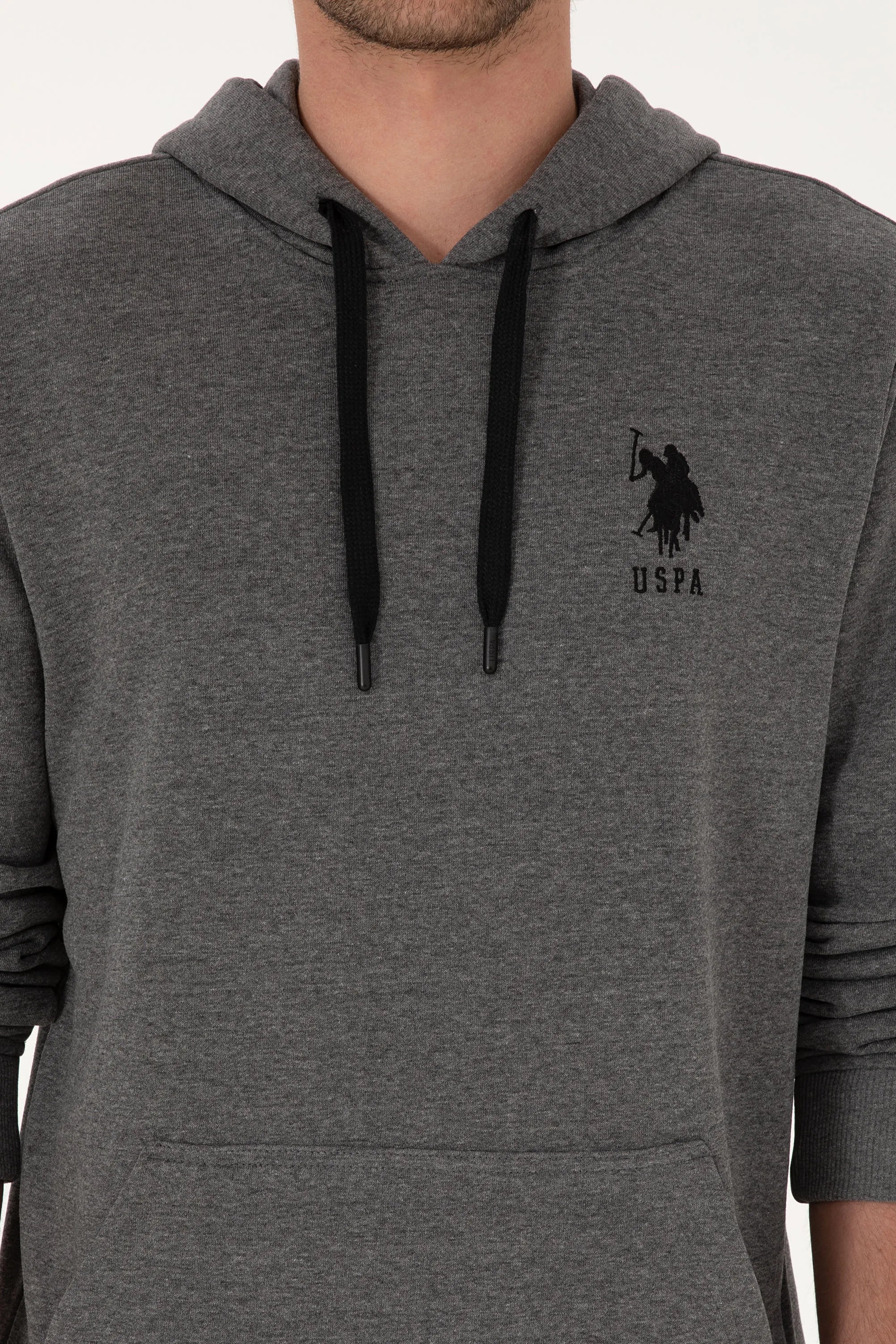 U.S. Polo Assn._Anthracite Mela_Anthracite Mela Hoodie With Logo_G081SZ0820 2225794_VR081_06