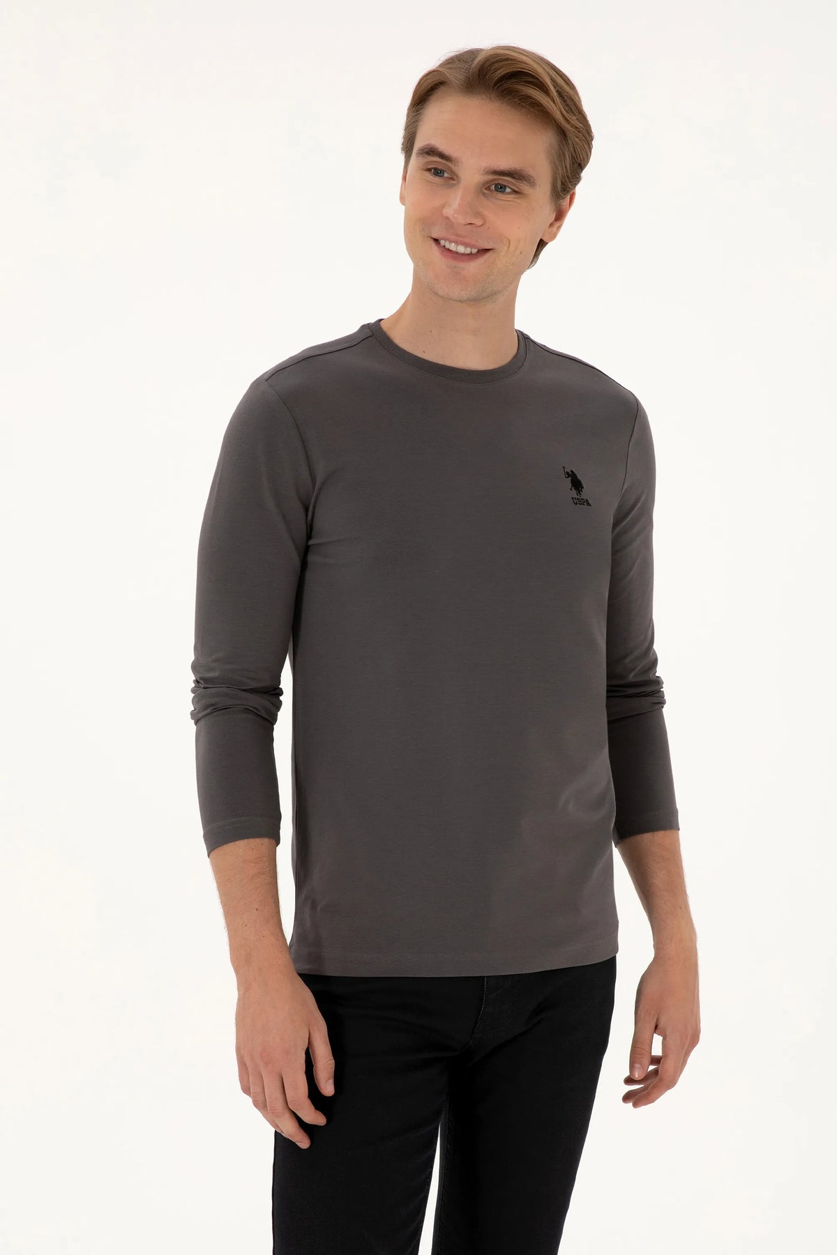 U.S. Polo Assn. Grey Men Grey Crew Neck Sweatshirt SKU: G081SZ0820 2226386_VR024 Image 03