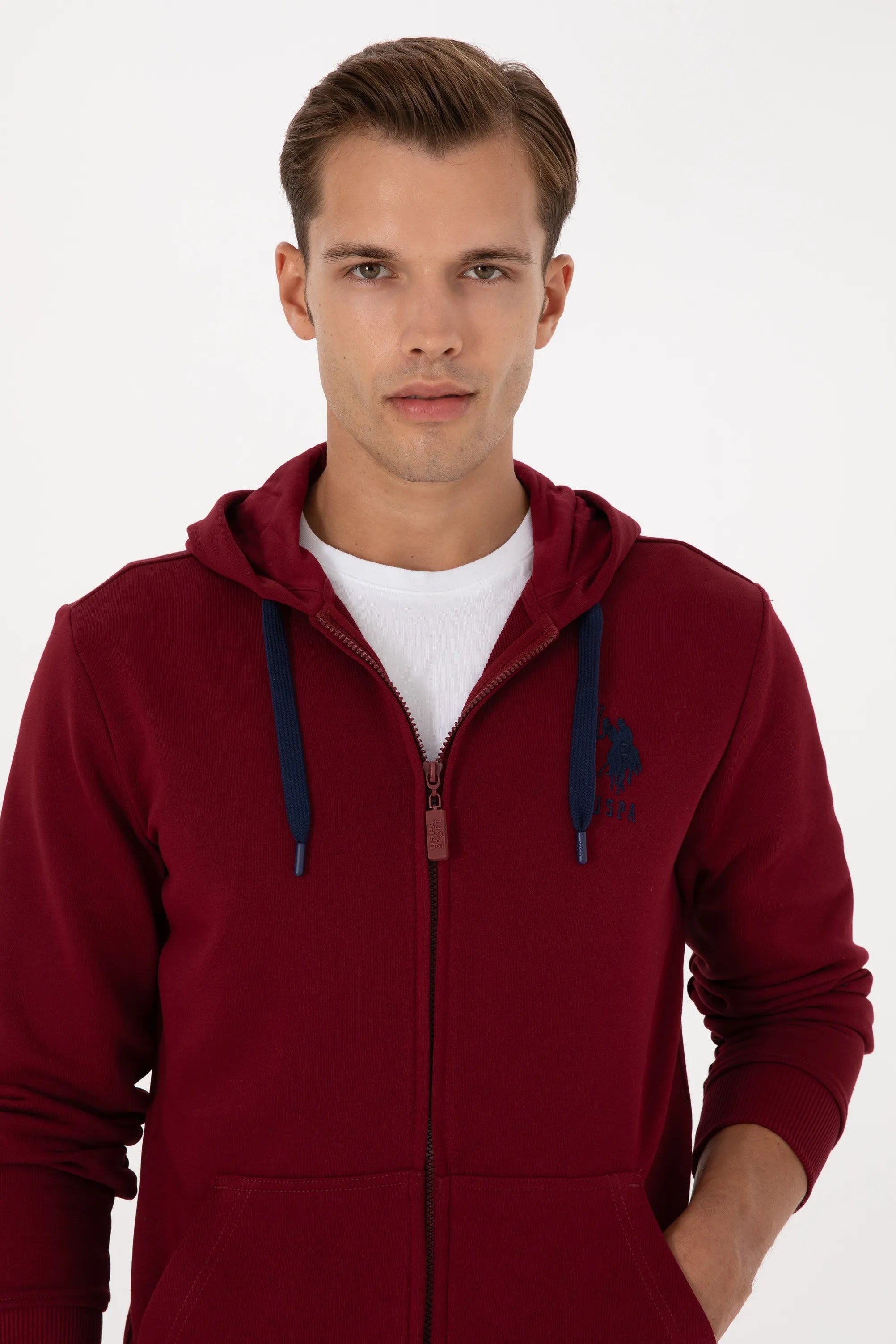 U.S. Polo Assn._Bordeaux_Bordeaux Zip Up Hoodie With Logo_G081SZ0820 2226461_VR014_02