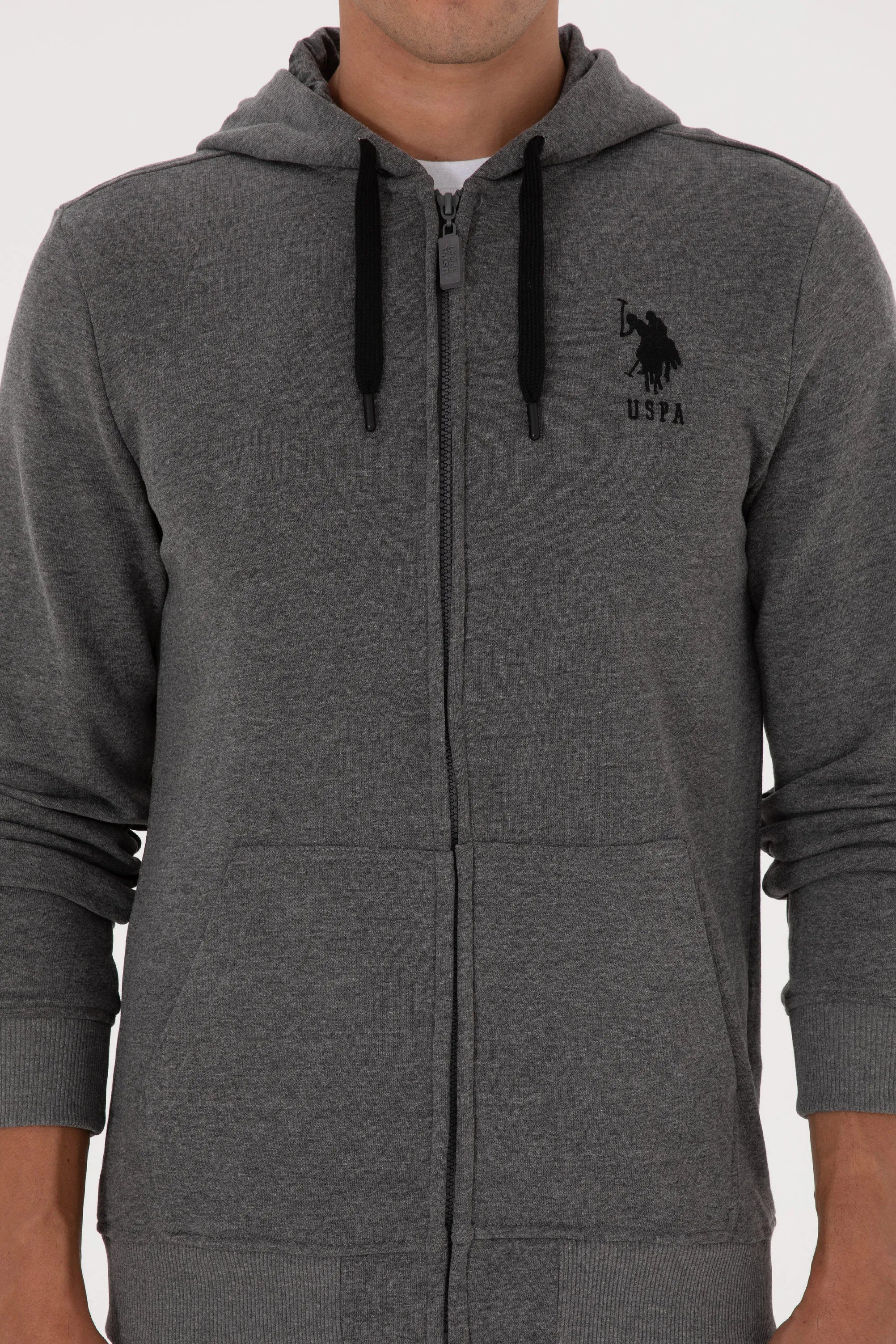 U.S. Polo Assn._Anthracite Mela_Anthracite Mela Zip Up Hoodie_G081SZ0820 2226461_VR081_06