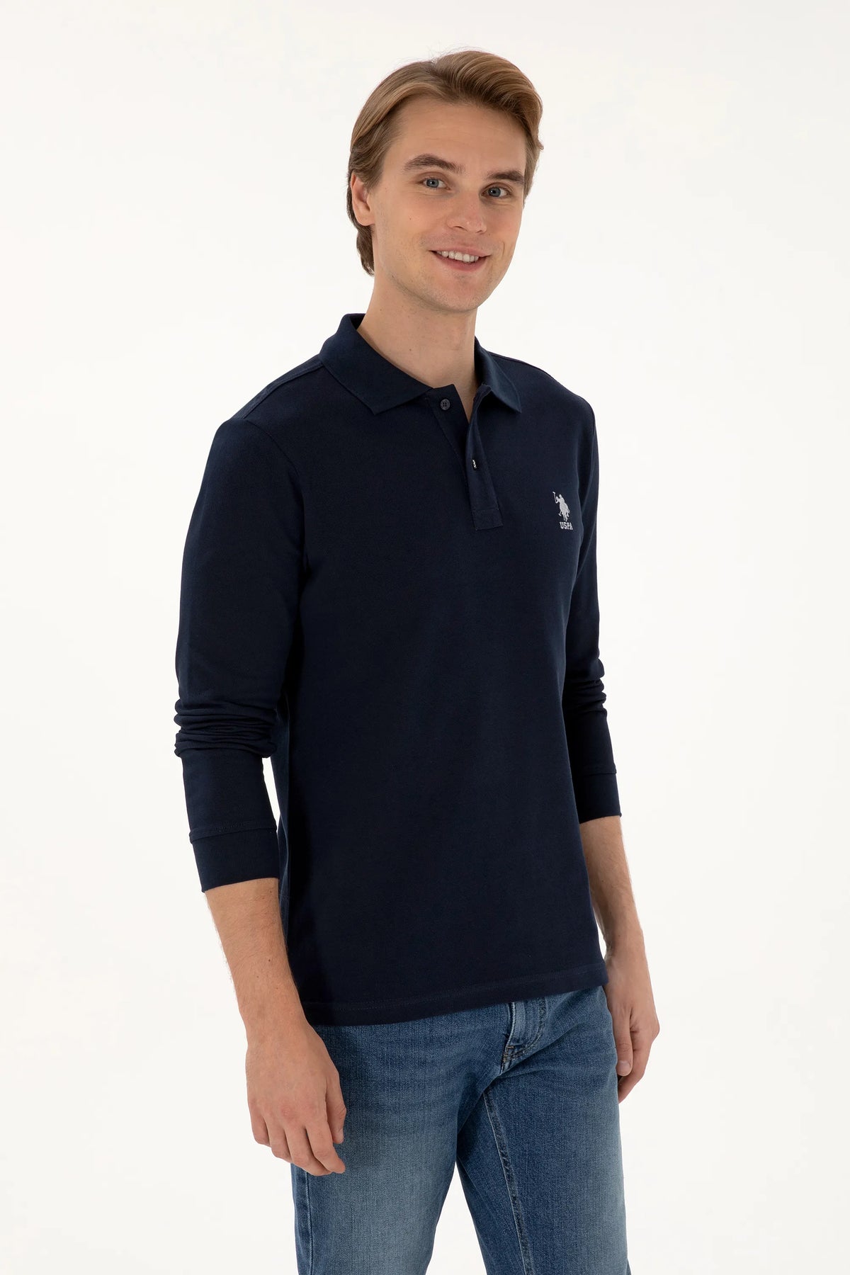 U.S. Polo Assn. Navy Men Navy Long Sleeve PiquŽ Polo Shirt SKU: G081SZ0820 2226497_VR033 Image 03