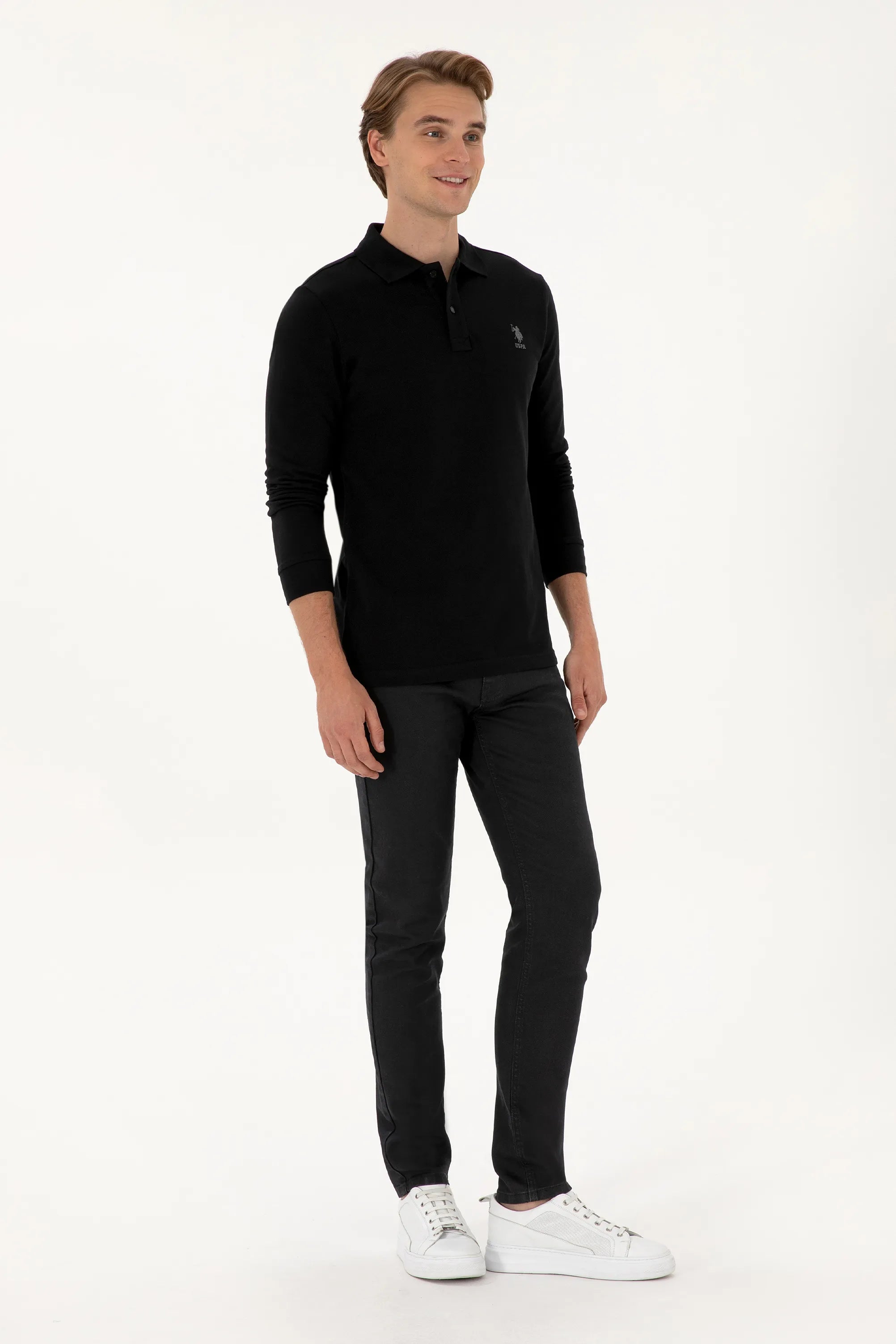 U.S. Polo Assn._Black_Black Long Sleeve Polo Shirt_G081SZ0820 2226497_VR046_04