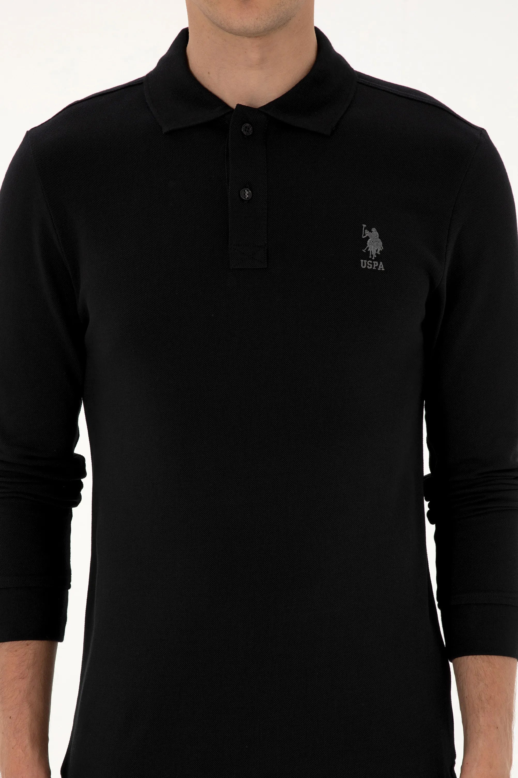 U.S. Polo Assn._Black_Black Long Sleeve Polo Shirt_G081SZ0820 2226497_VR046_06