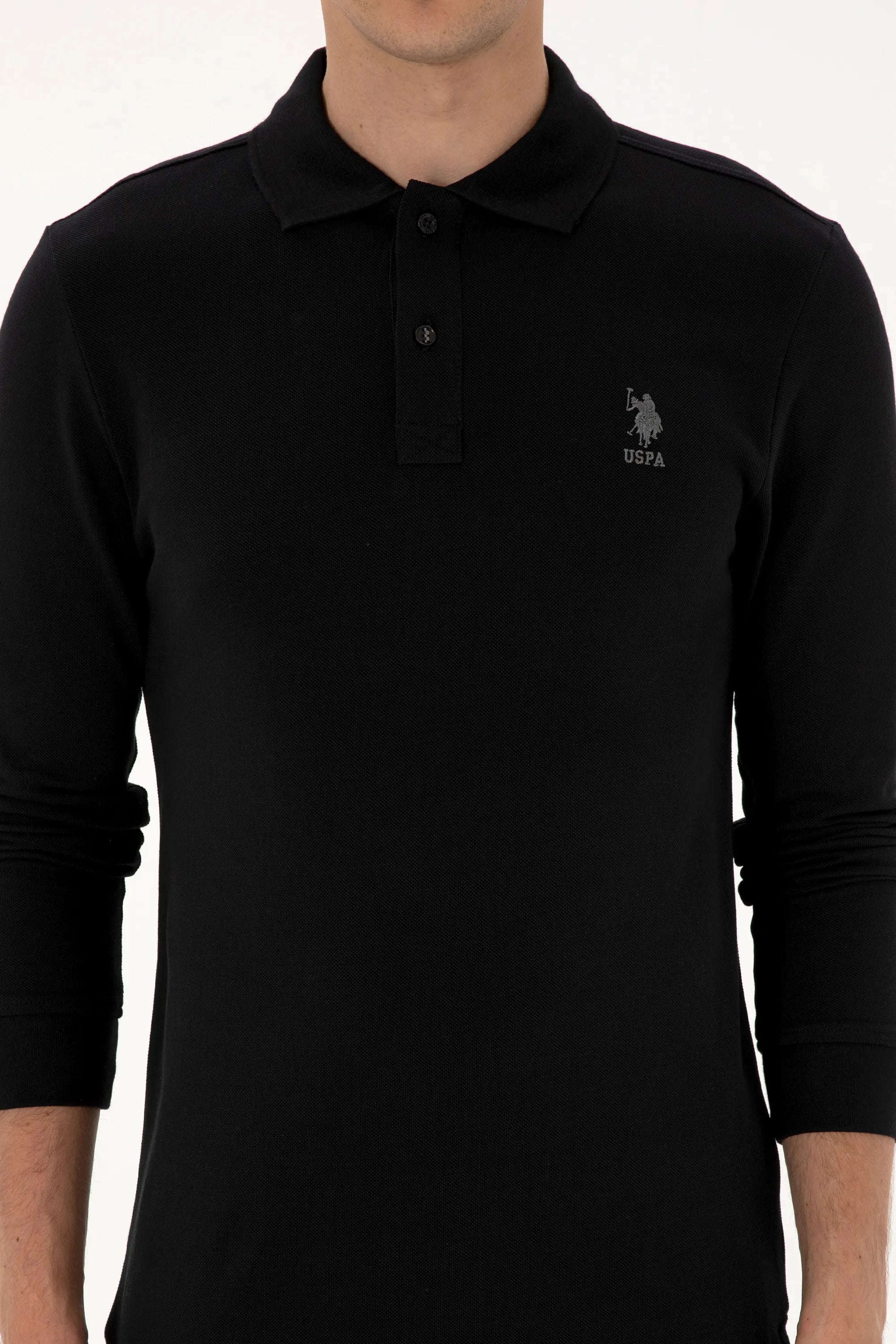 U.S. Polo Assn._Black_Black Long Sleeve Polo Shirt_G081SZ0820 2226497_VR046_06