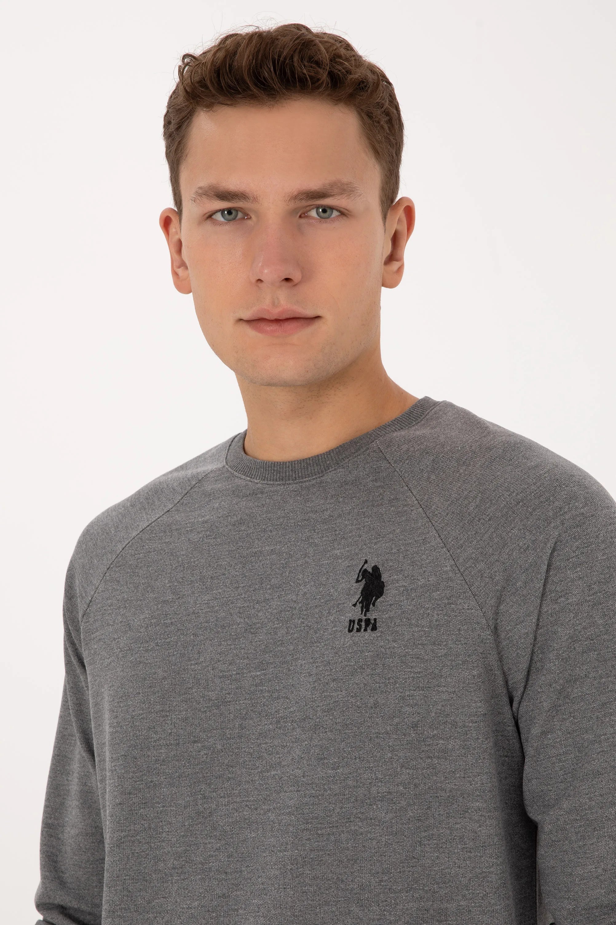U.S. Polo Assn._Anthracite Mela_Anthracite Mela Sweatshirt With Logo_G081SZ0820 2231755_VR081_02