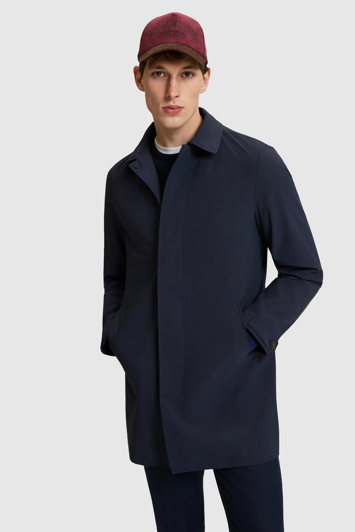 U.S. Polo Assn. Navy Men Navy Single Breasted Car Coat SKU: G081SZ0KS0 PU-14723_VR033 Image 01